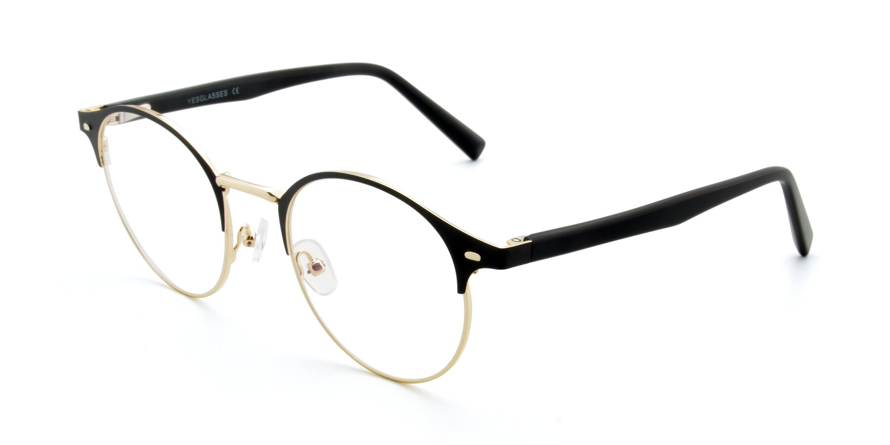 Angle of 9099 in Black-Gold with Clear Reading Eyeglass Lenses