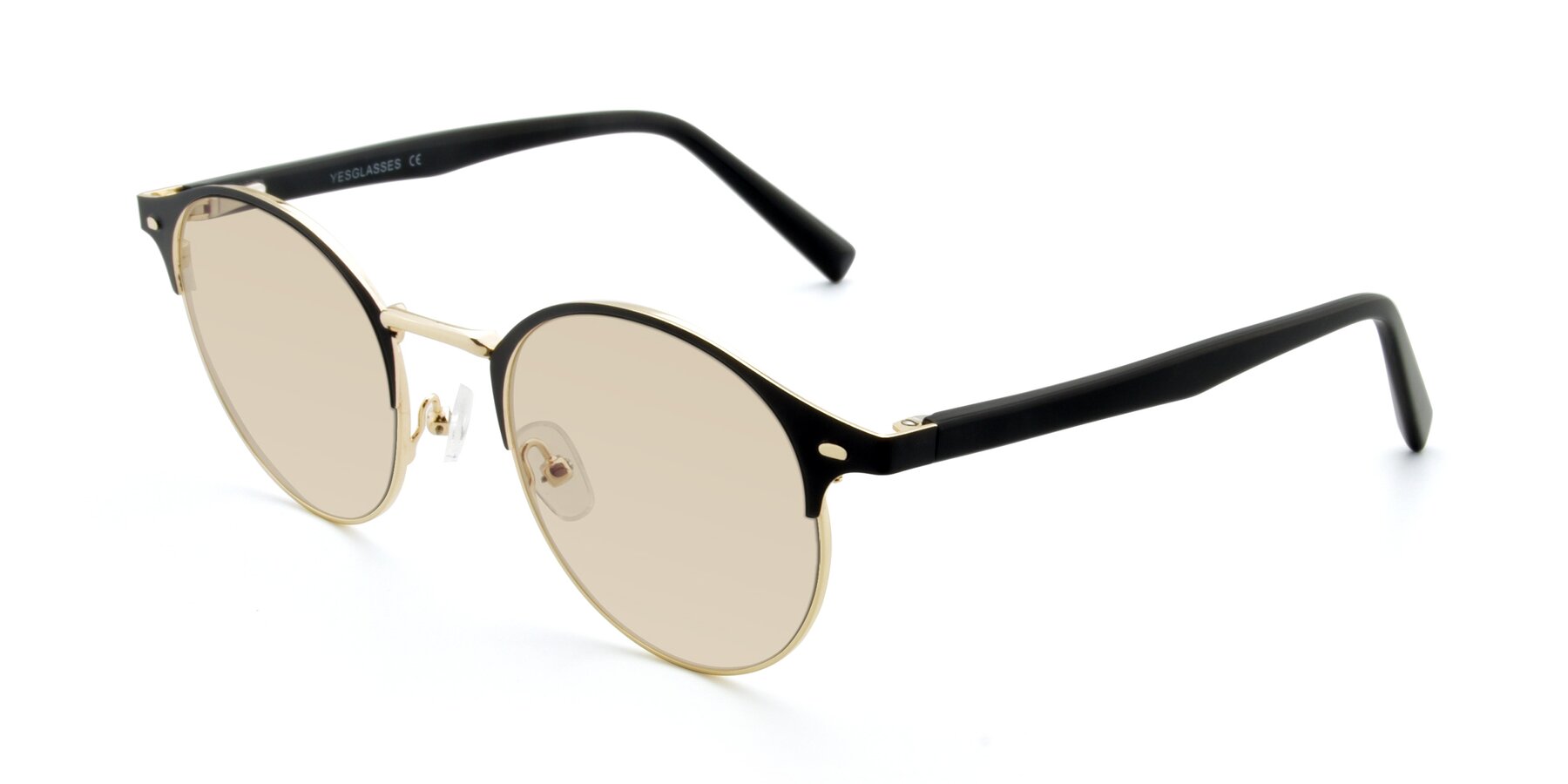 Angle of 9099 in Black-Gold with Light Brown Tinted Lenses