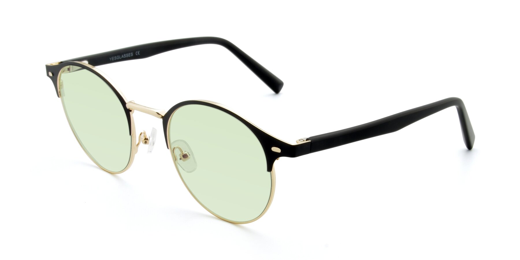 Angle of 9099 in Black-Gold with Light Green Tinted Lenses