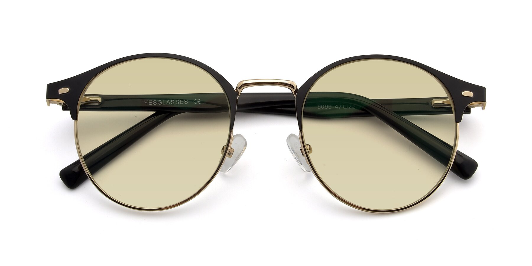 Folded Front of 9099 in Black-Gold with Light Champagne Tinted Lenses