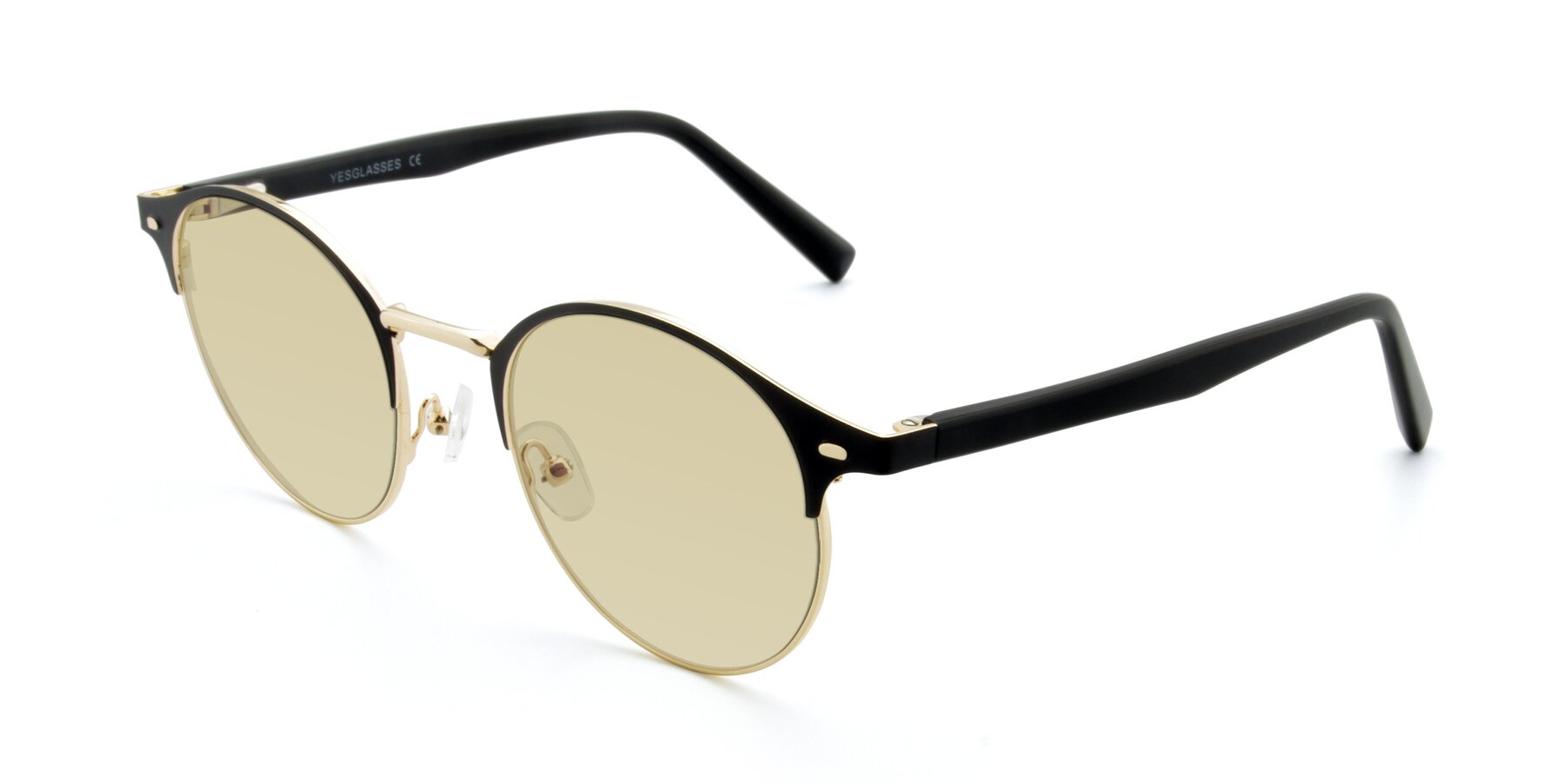 Angle of 9099 in Black-Gold with Light Champagne Tinted Lenses