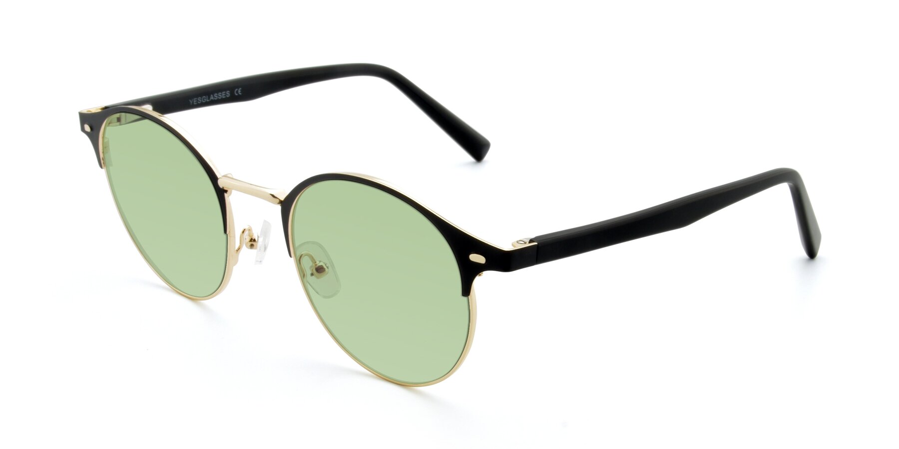 Angle of 9099 in Black-Gold with Medium Green Tinted Lenses