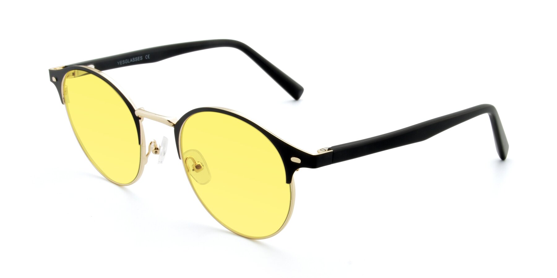 Angle of 9099 in Black-Gold with Medium Yellow Tinted Lenses