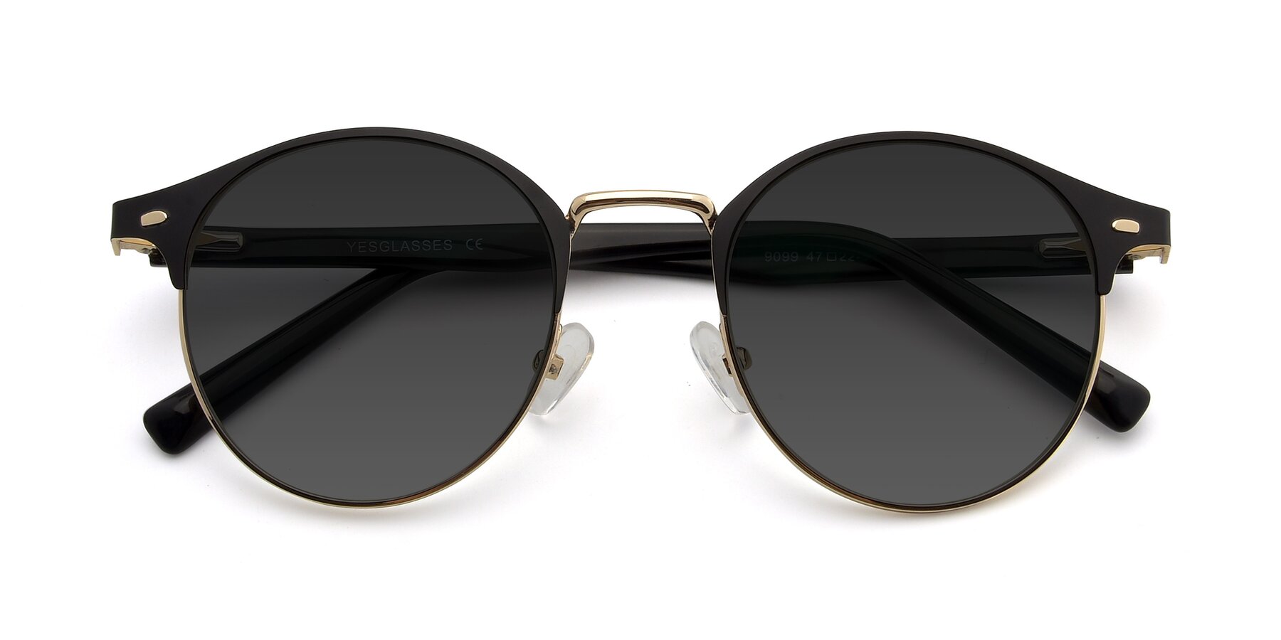 Folded Front of 9099 in Black-Gold with Gray Tinted Lenses