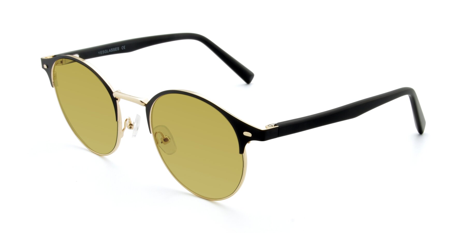 Angle of 9099 in Black-Gold with Champagne Tinted Lenses
