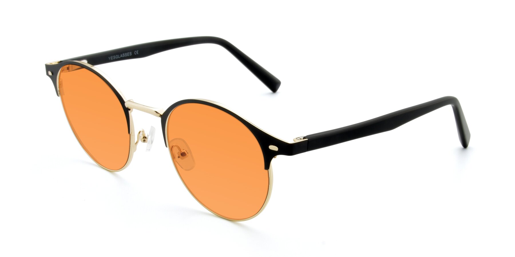 Angle of 9099 in Black-Gold with Orange Tinted Lenses