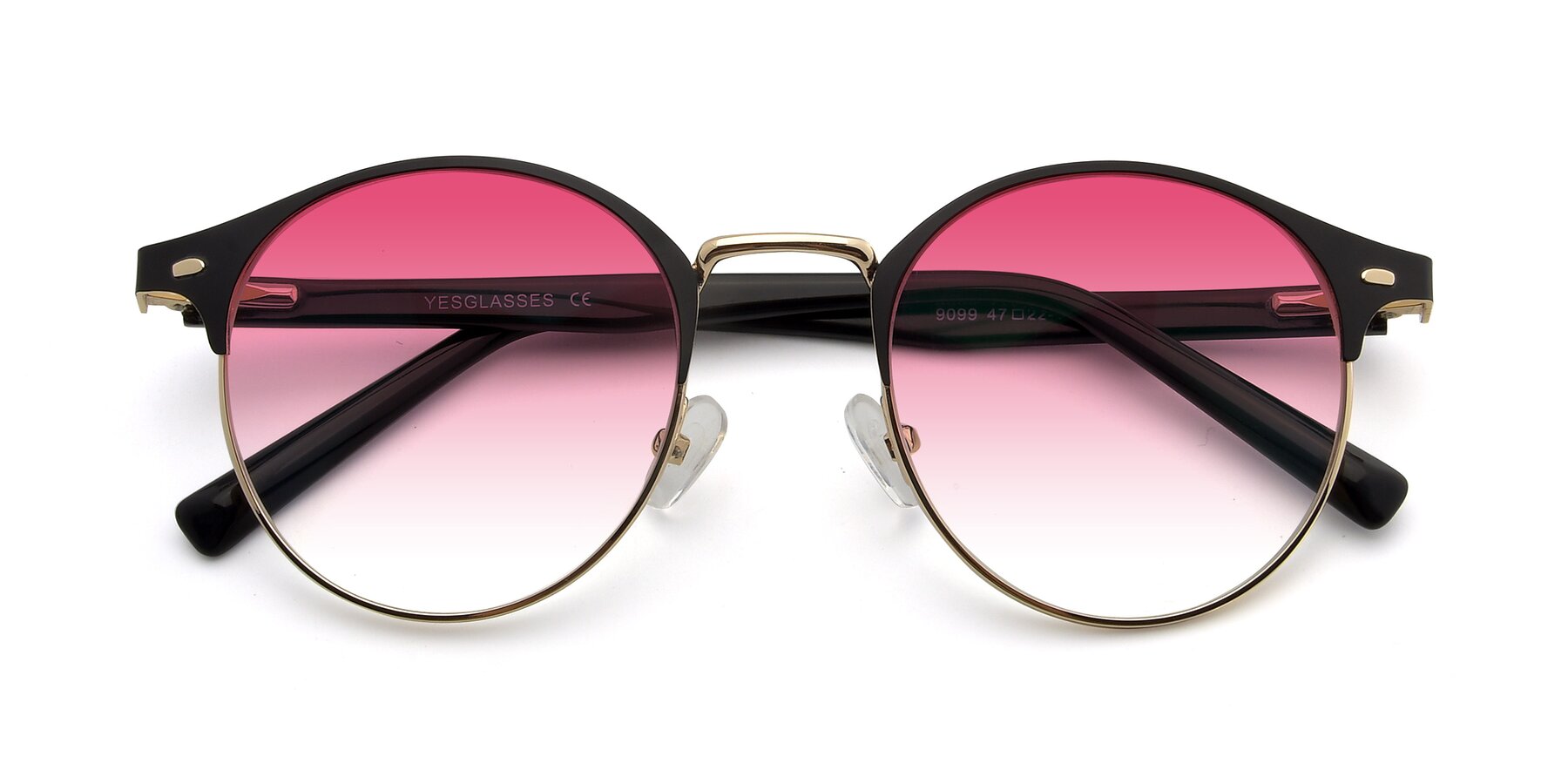 Folded Front of 9099 in Black-Gold with Pink Gradient Lenses