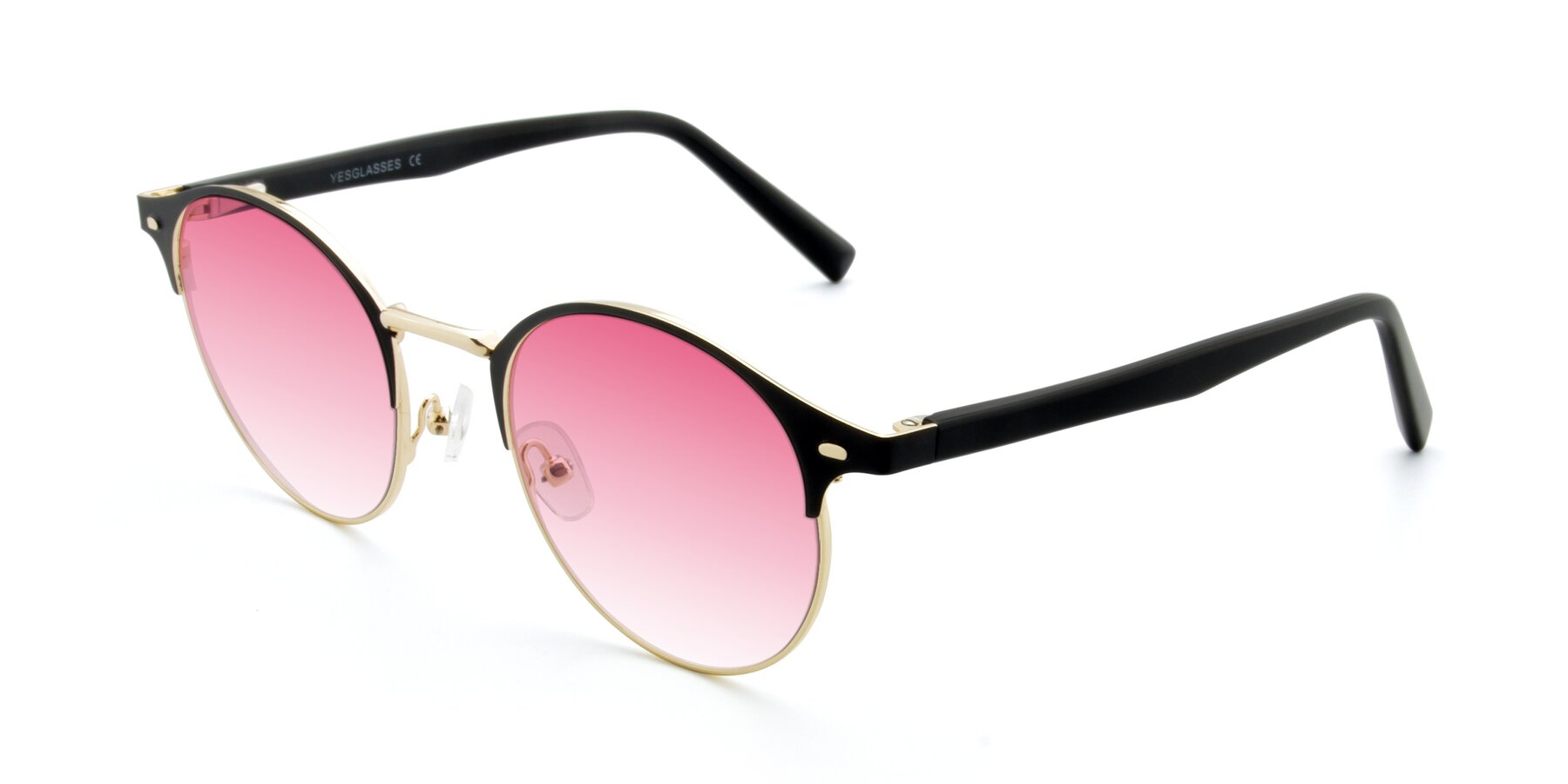 Angle of 9099 in Black-Gold with Pink Gradient Lenses