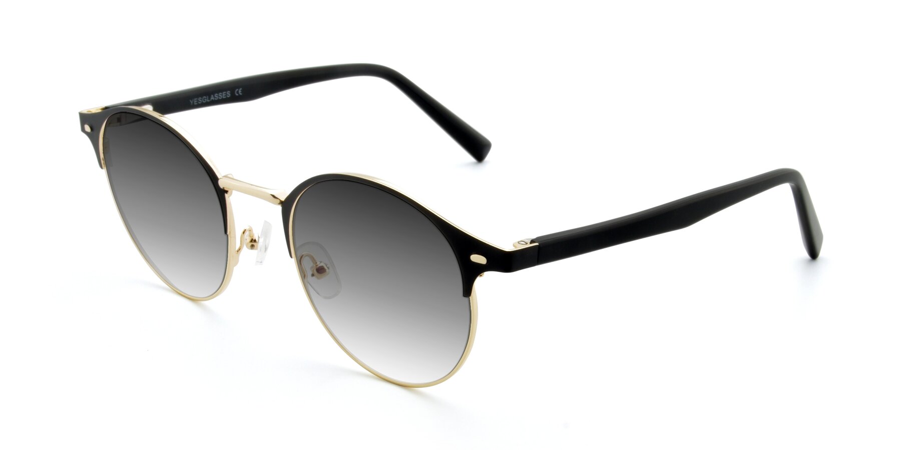 Angle of 9099 in Black-Gold with Gray Gradient Lenses