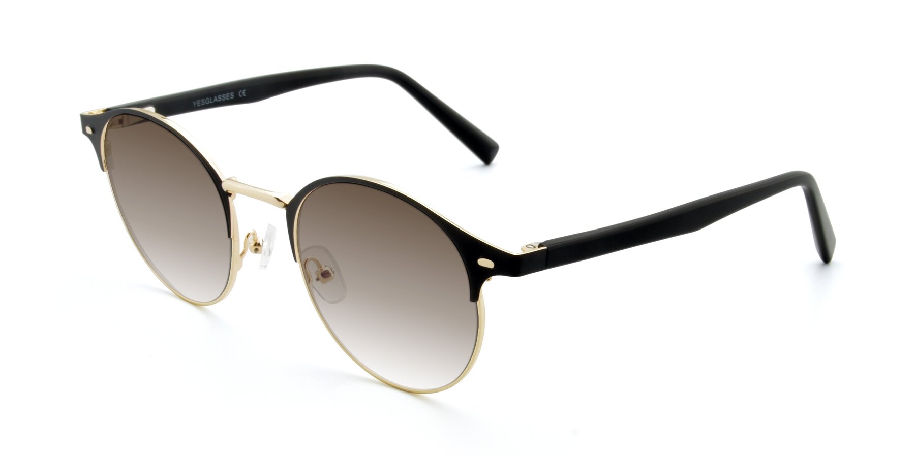 Angle of 9099 in Black-Gold with Brown Gradient Lenses