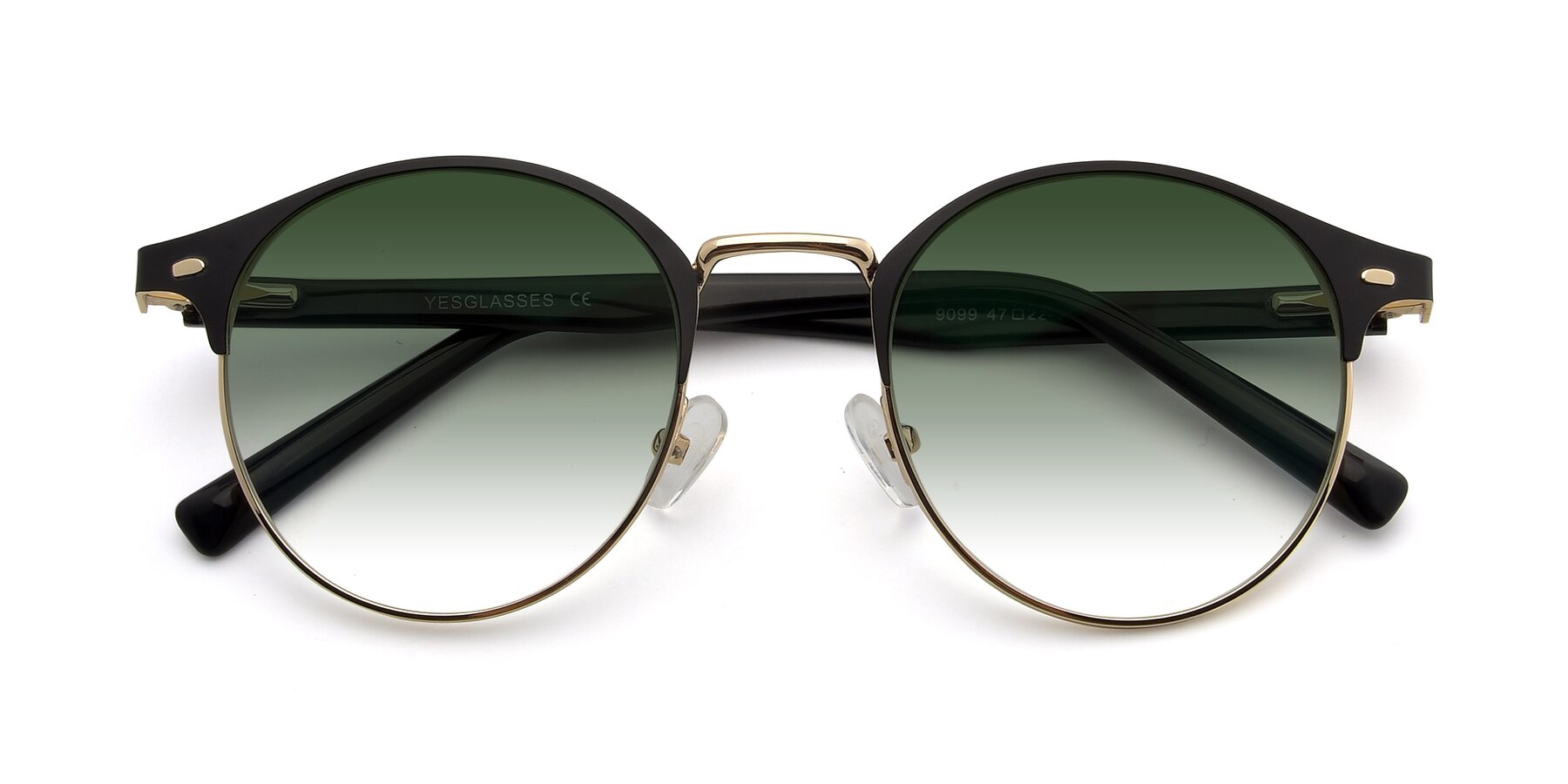 Folded Front of 9099 in Black-Gold with Green Gradient Lenses