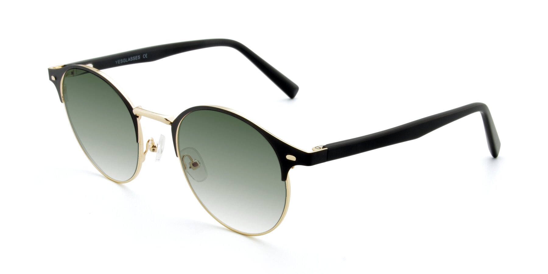 Angle of 9099 in Black-Gold with Green Gradient Lenses