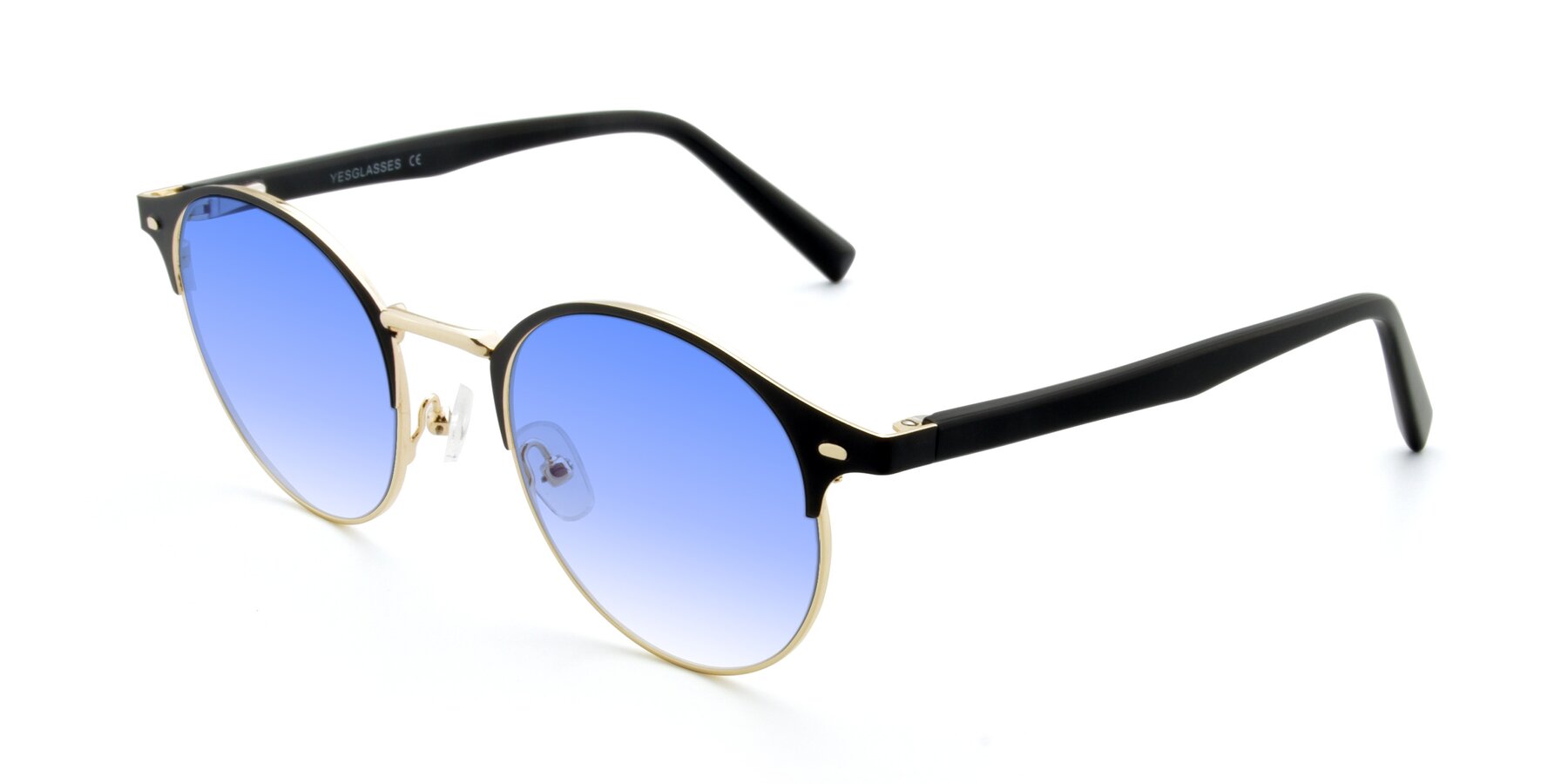 Angle of 9099 in Black-Gold with Blue Gradient Lenses