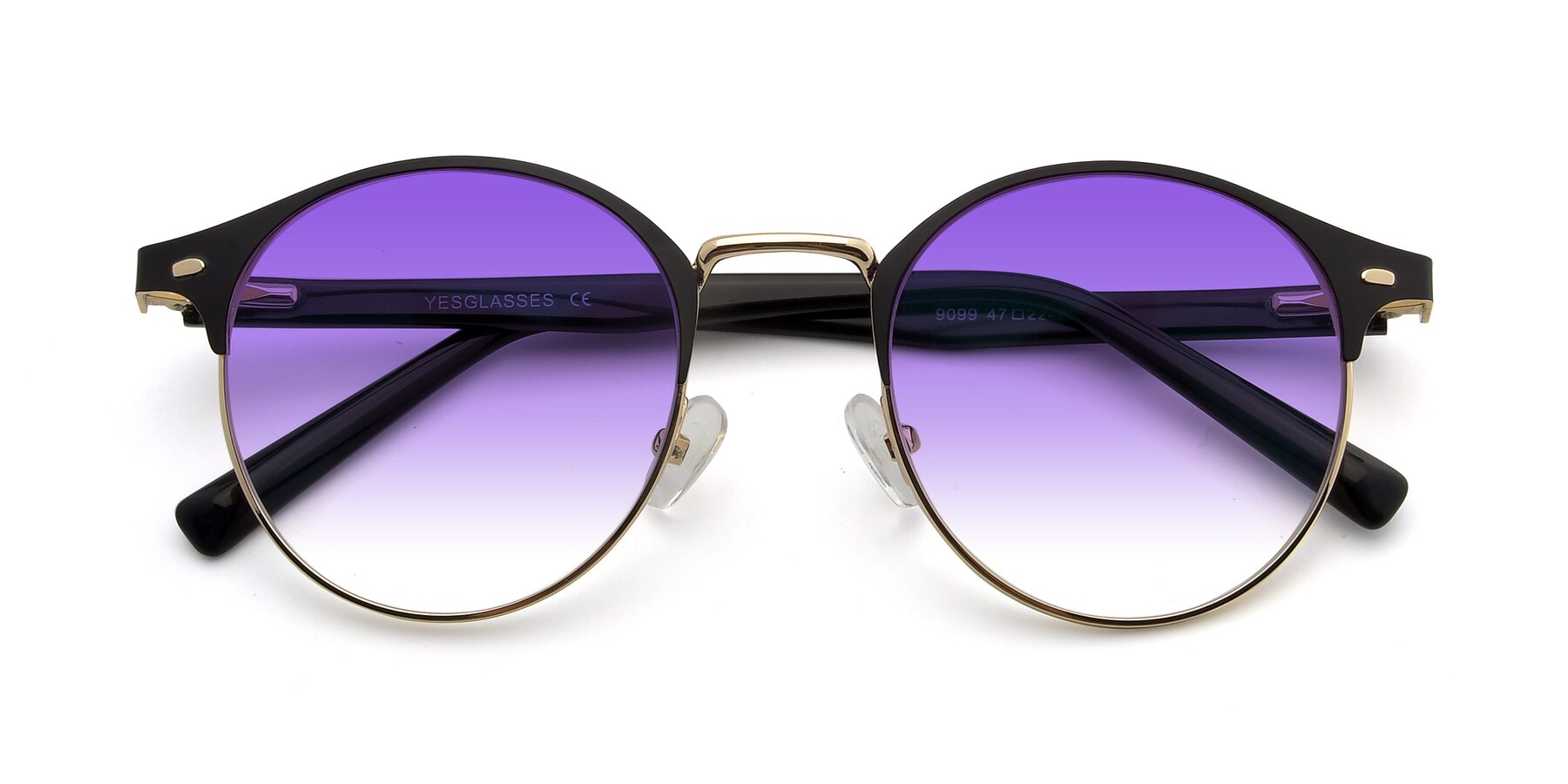 Folded Front of 9099 in Black-Gold with Purple Gradient Lenses
