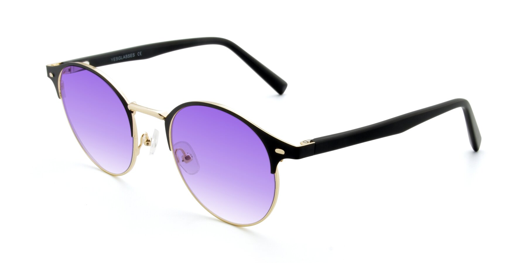 Angle of 9099 in Black-Gold with Purple Gradient Lenses
