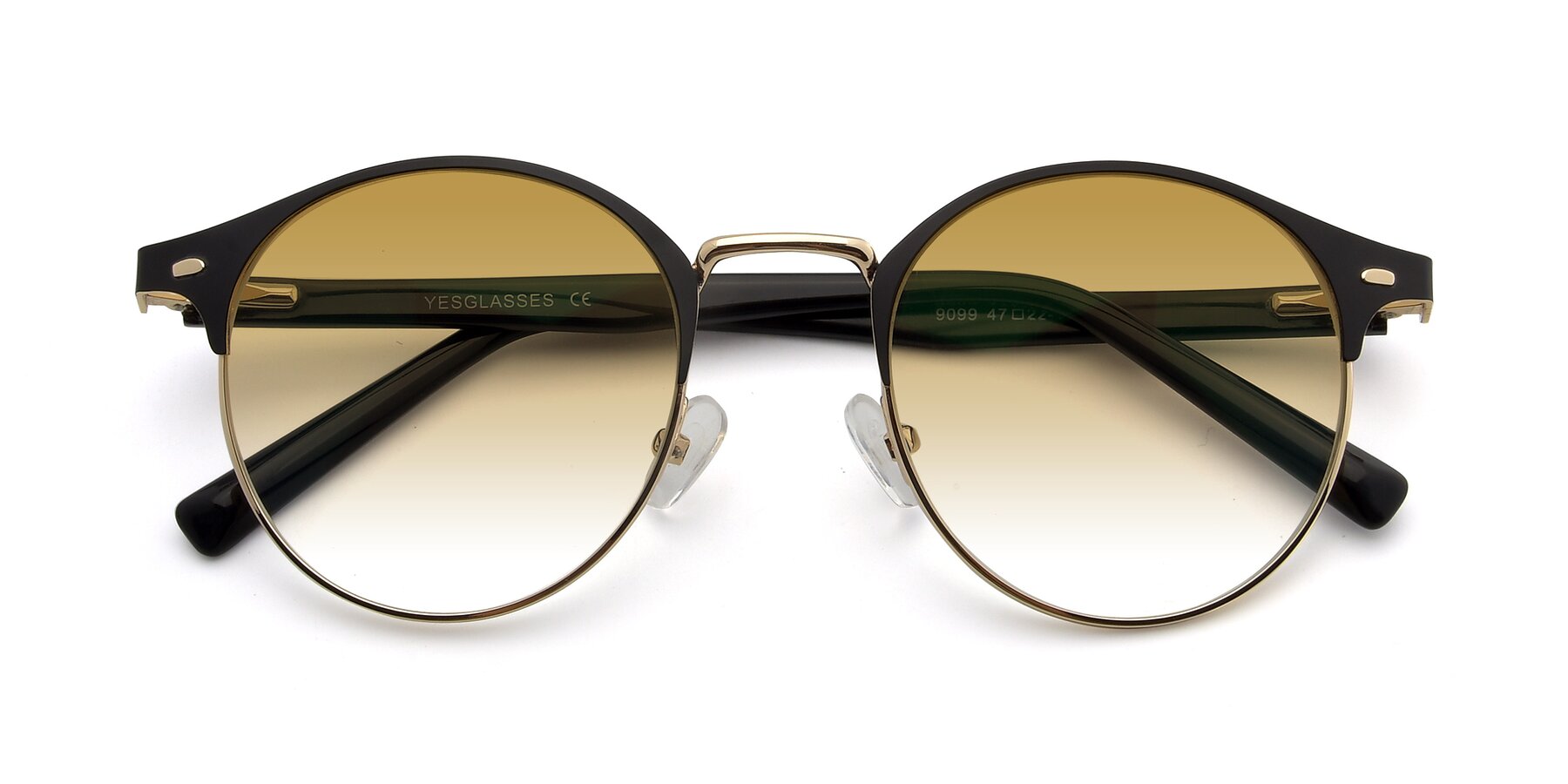 Folded Front of 9099 in Black-Gold with Champagne Gradient Lenses