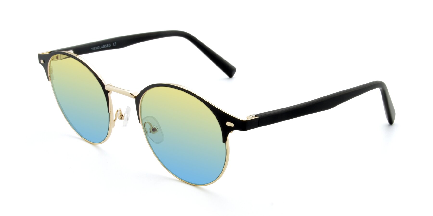 Angle of 9099 in Black-Gold with Yellow / Blue Gradient Lenses
