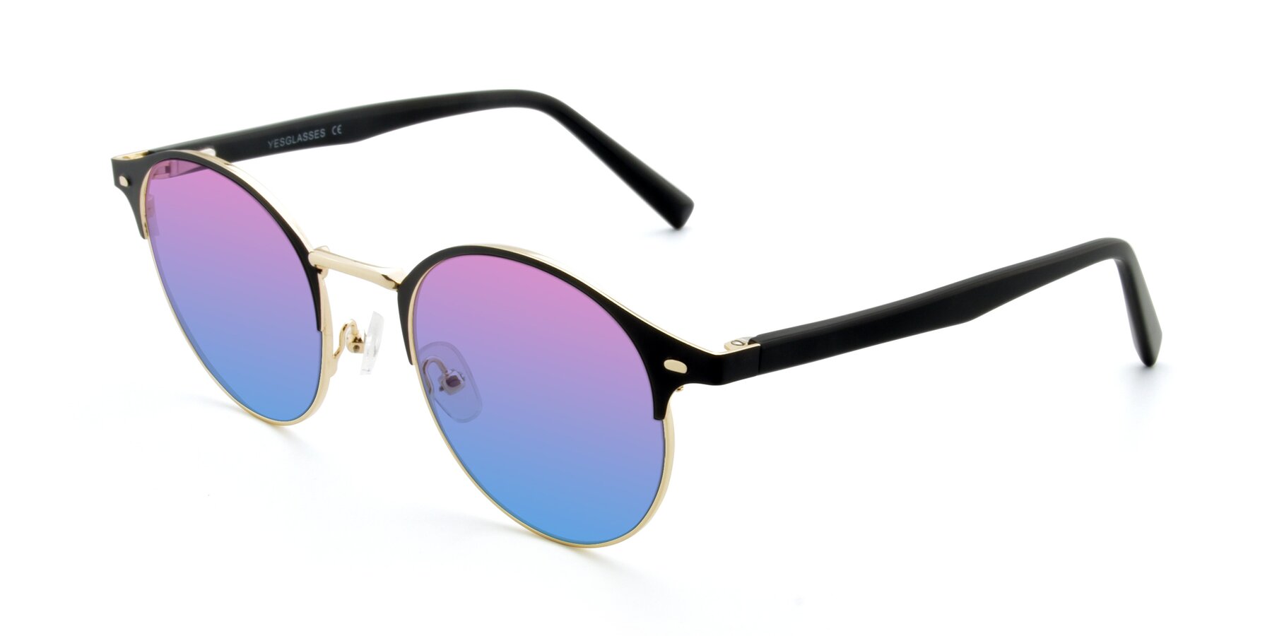 Angle of 9099 in Black-Gold with Pink / Blue Gradient Lenses