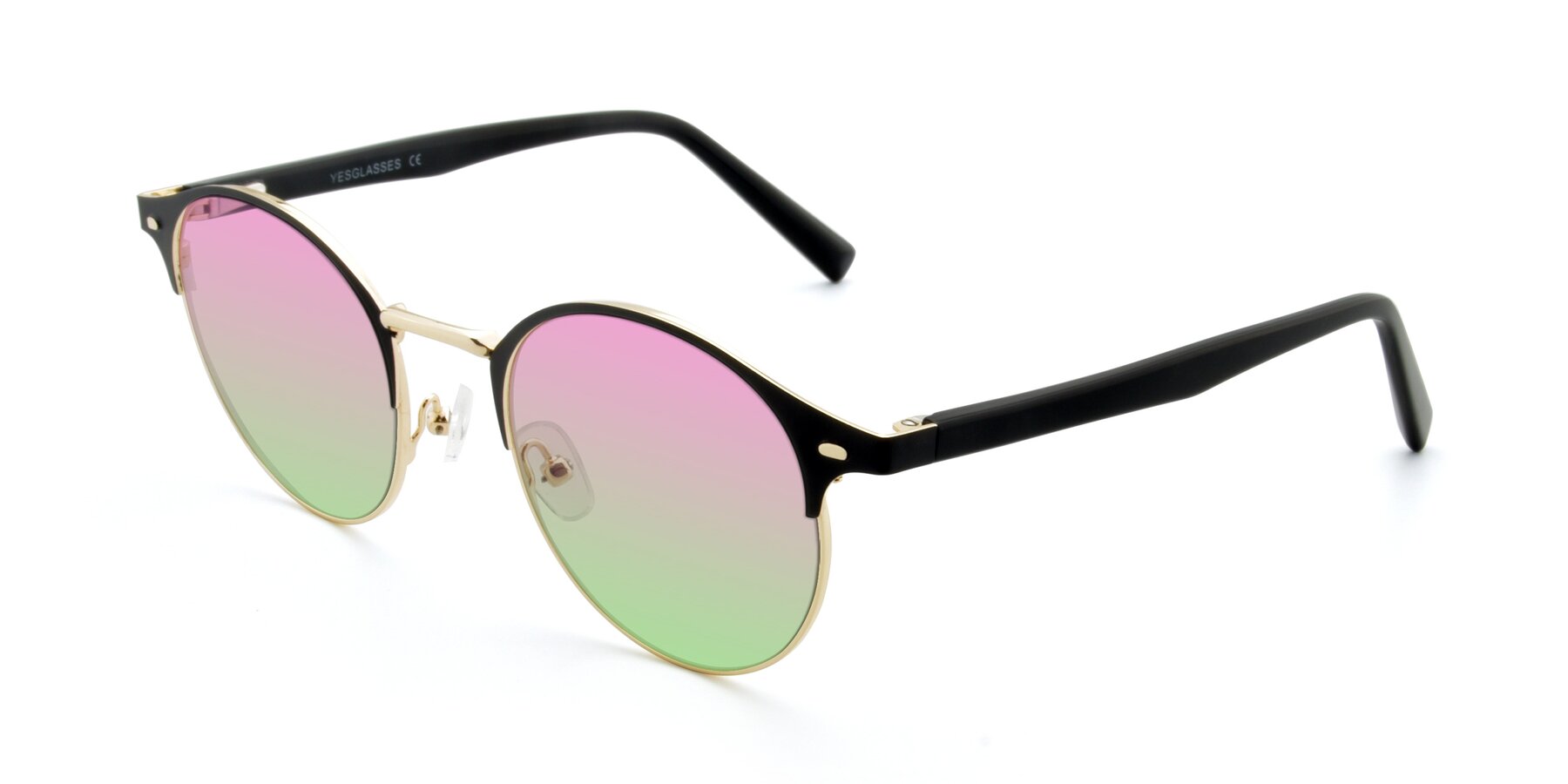 Angle of 9099 in Black-Gold with Pink / Green Gradient Lenses