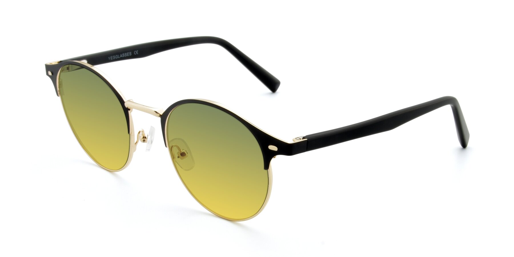 Angle of 9099 in Black-Gold with Green / Yellow Gradient Lenses