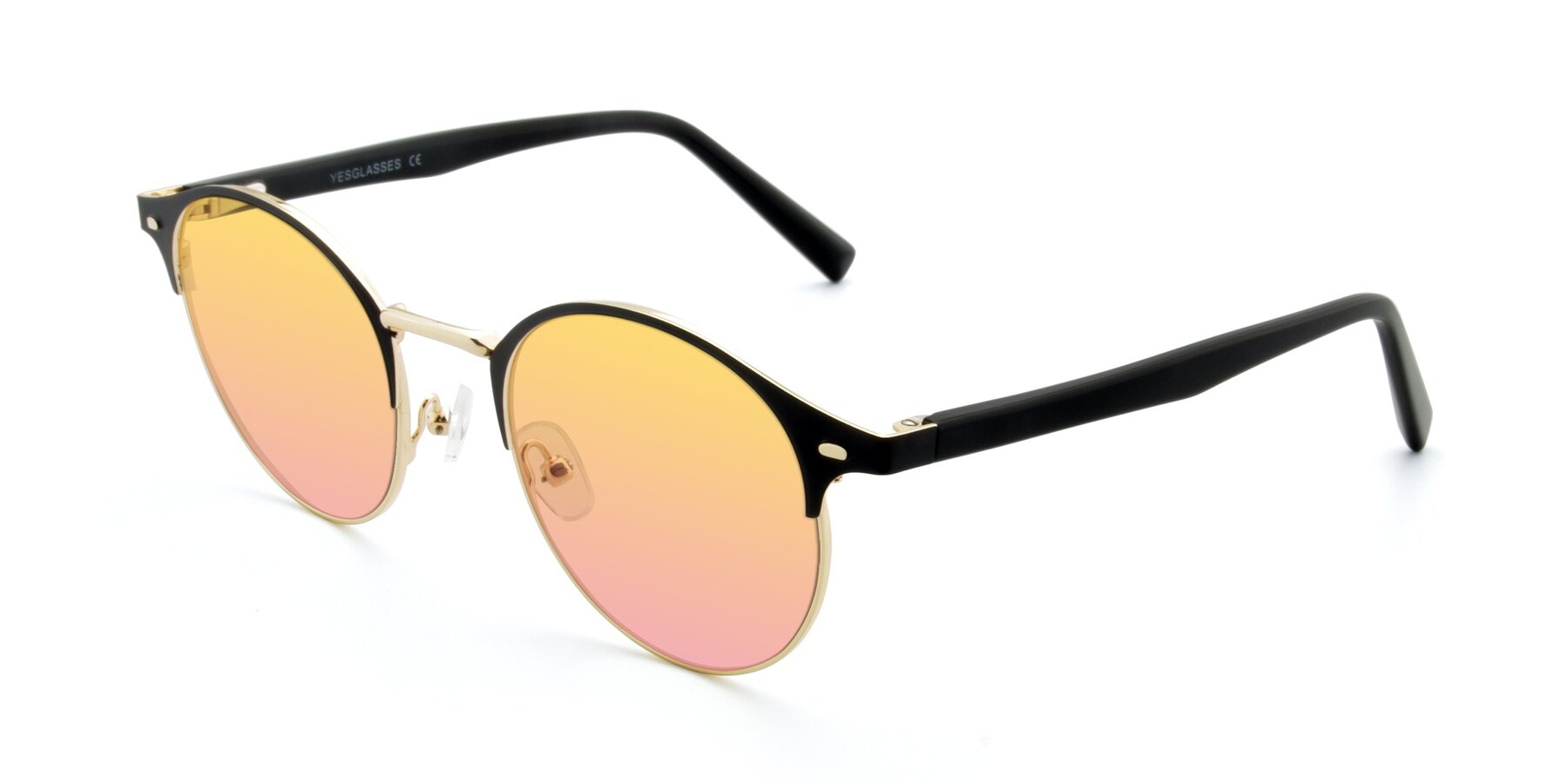 Angle of 9099 in Black-Gold with Yellow / Pink Gradient Lenses