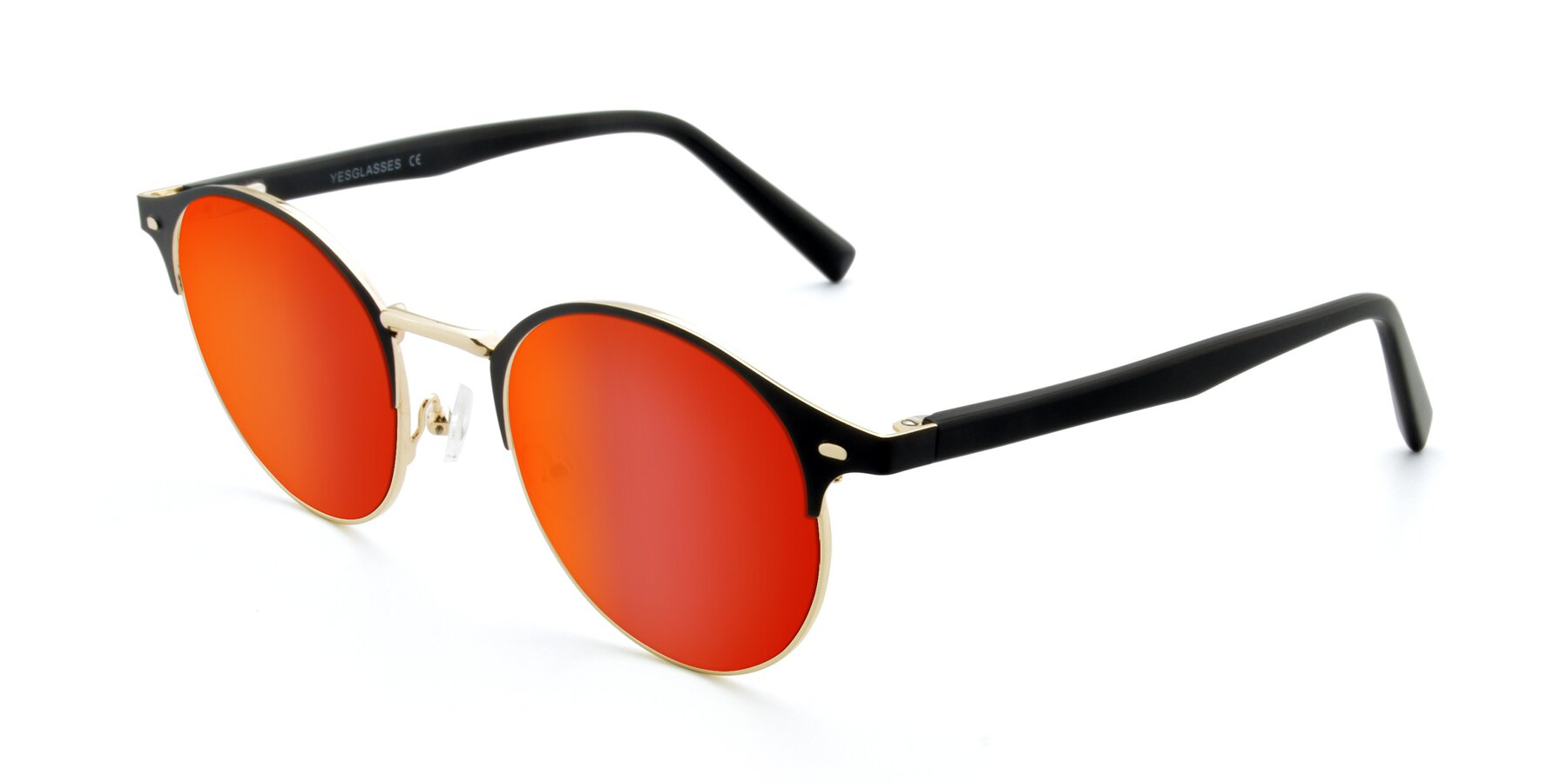 Angle of 9099 in Black-Gold with Red Gold Mirrored Lenses