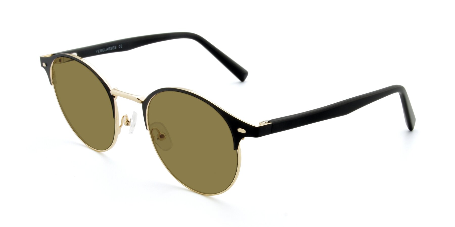 Angle of 9099 in Black-Gold with Brown Polarized Lenses