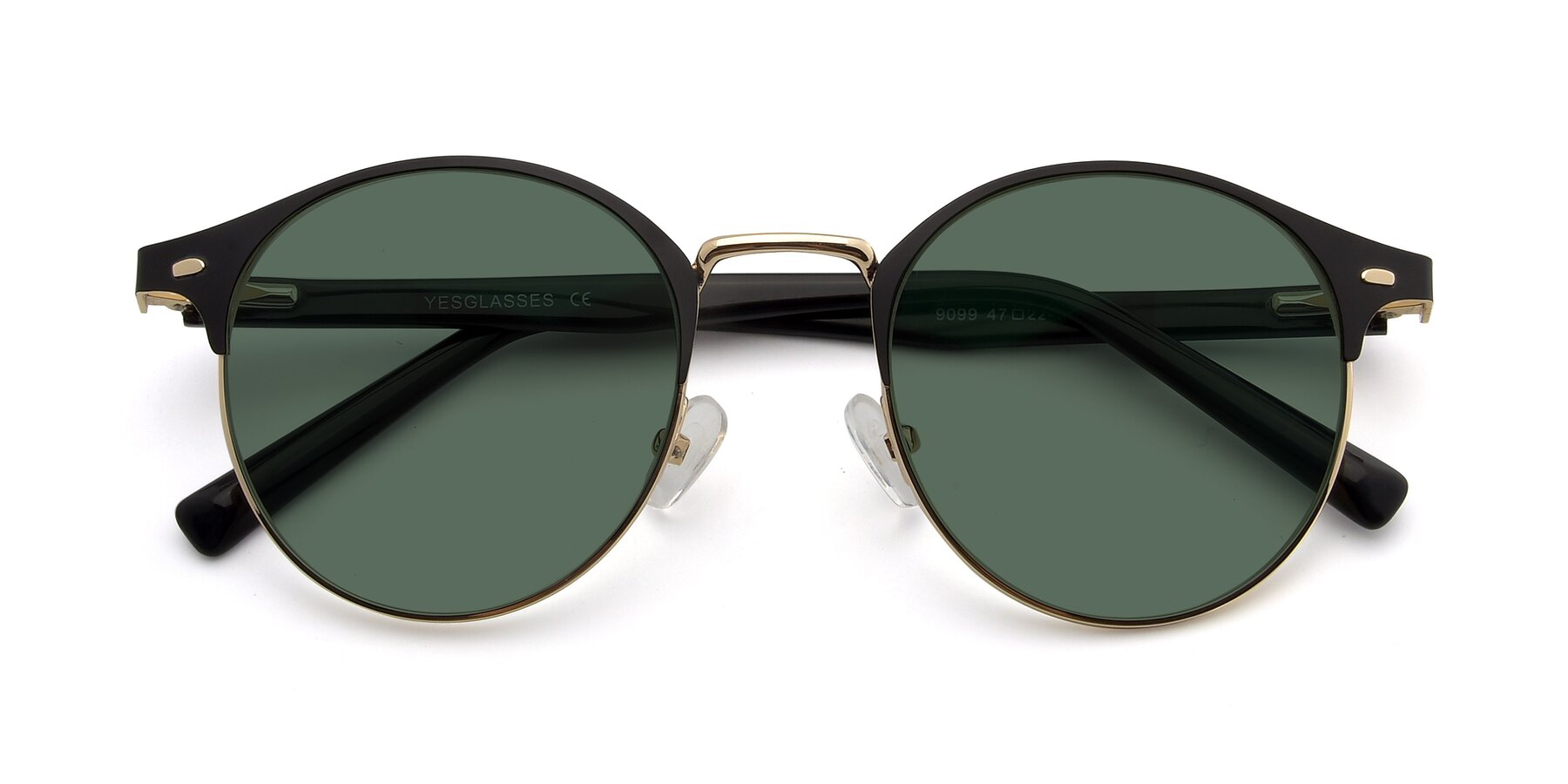 Folded Front of 9099 in Black-Gold with Green Polarized Lenses