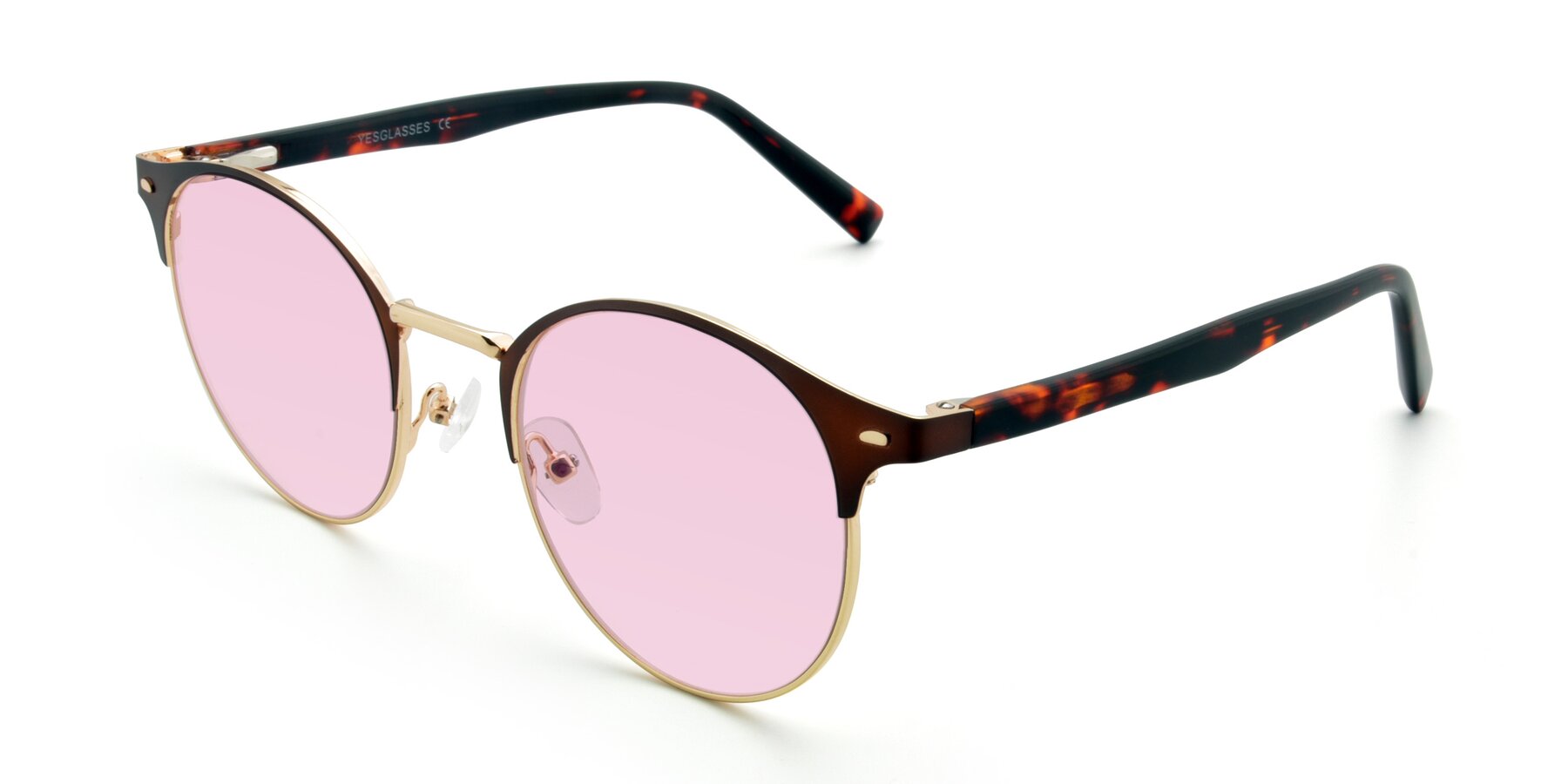 Angle of 9099 in Brown-Gold with Light Pink Tinted Lenses