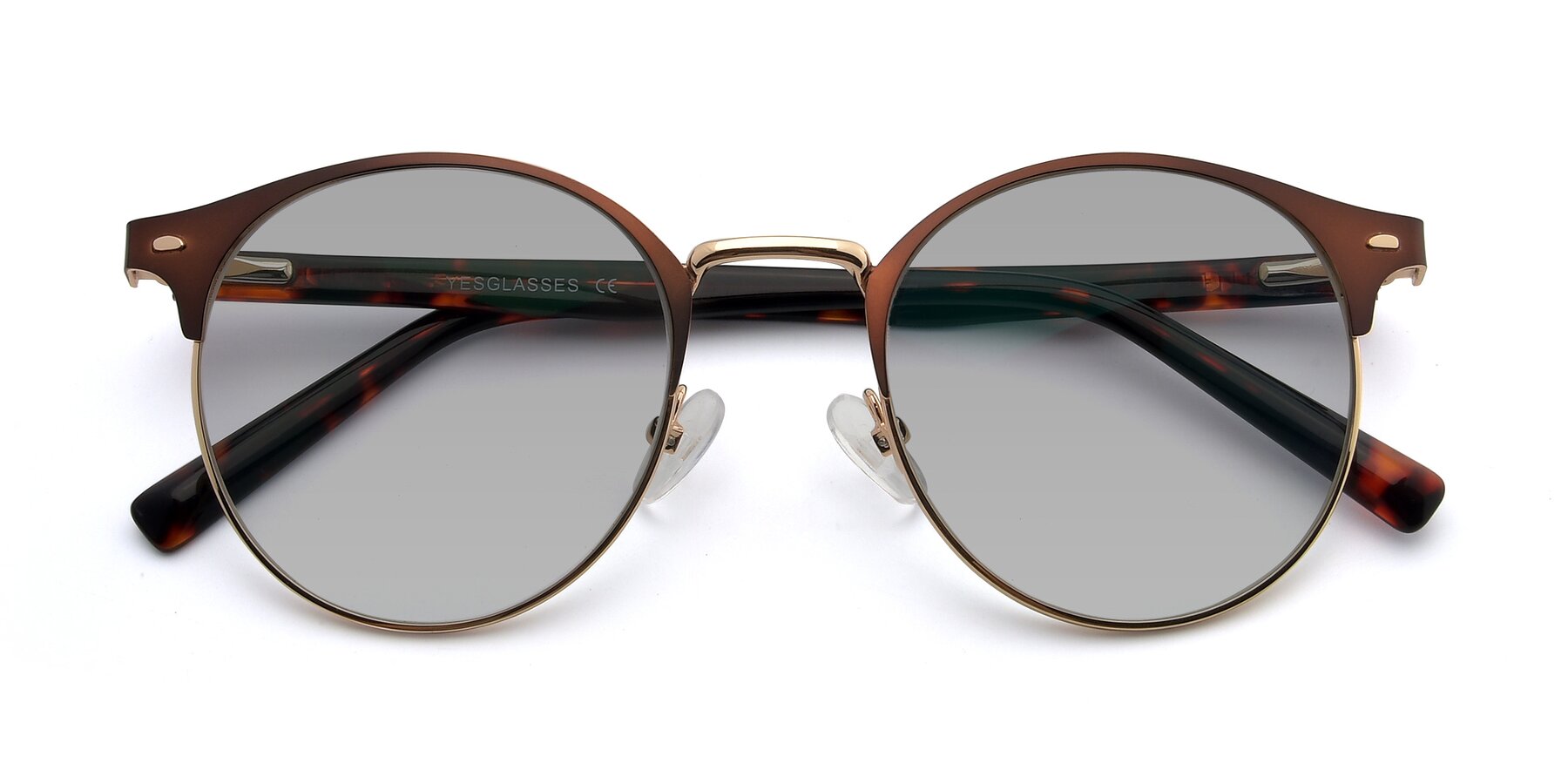 Folded Front of 9099 in Brown-Gold with Light Gray Tinted Lenses