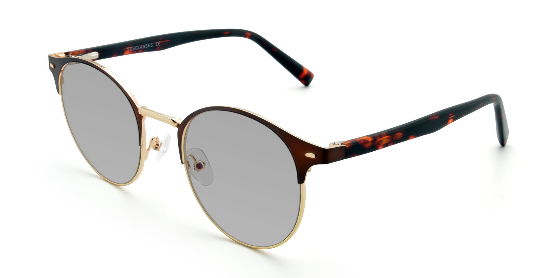 Angle of 9099 in Brown-Gold with Light Gray Tinted Lenses