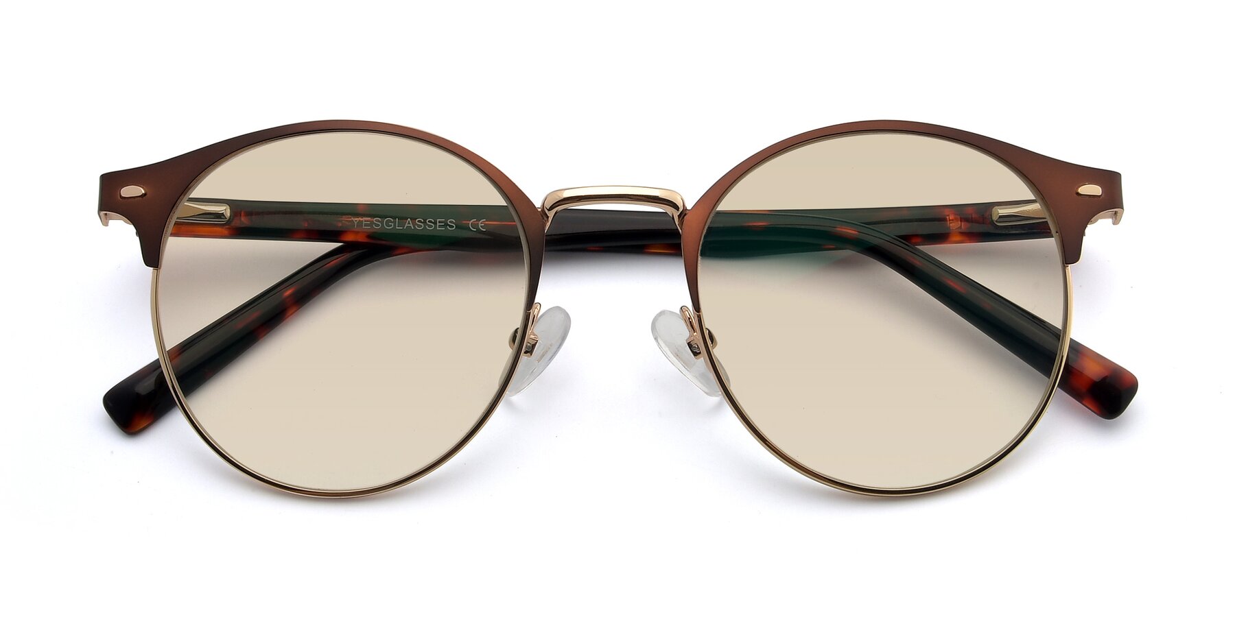 Folded Front of 9099 in Brown-Gold with Light Brown Tinted Lenses