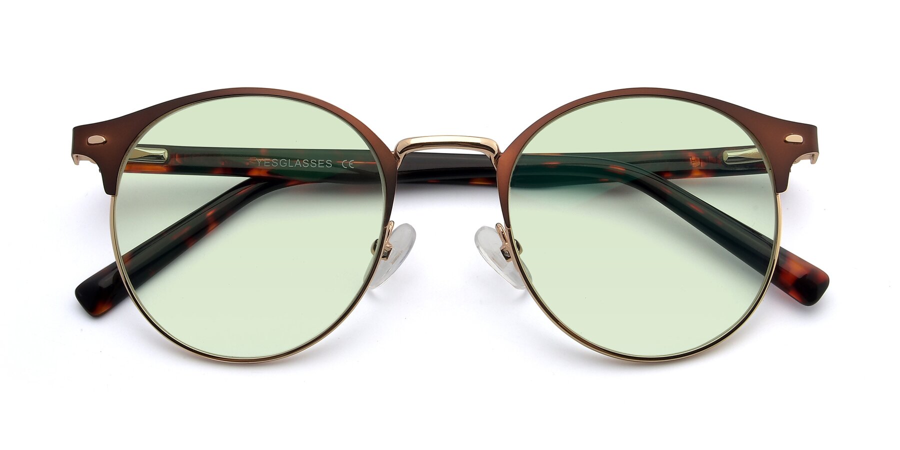 Folded Front of 9099 in Brown-Gold with Light Green Tinted Lenses