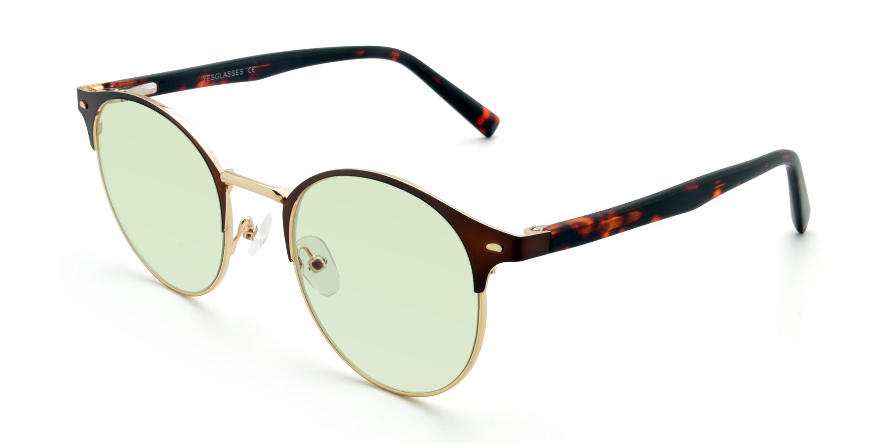 Angle of 9099 in Brown-Gold with Light Green Tinted Lenses