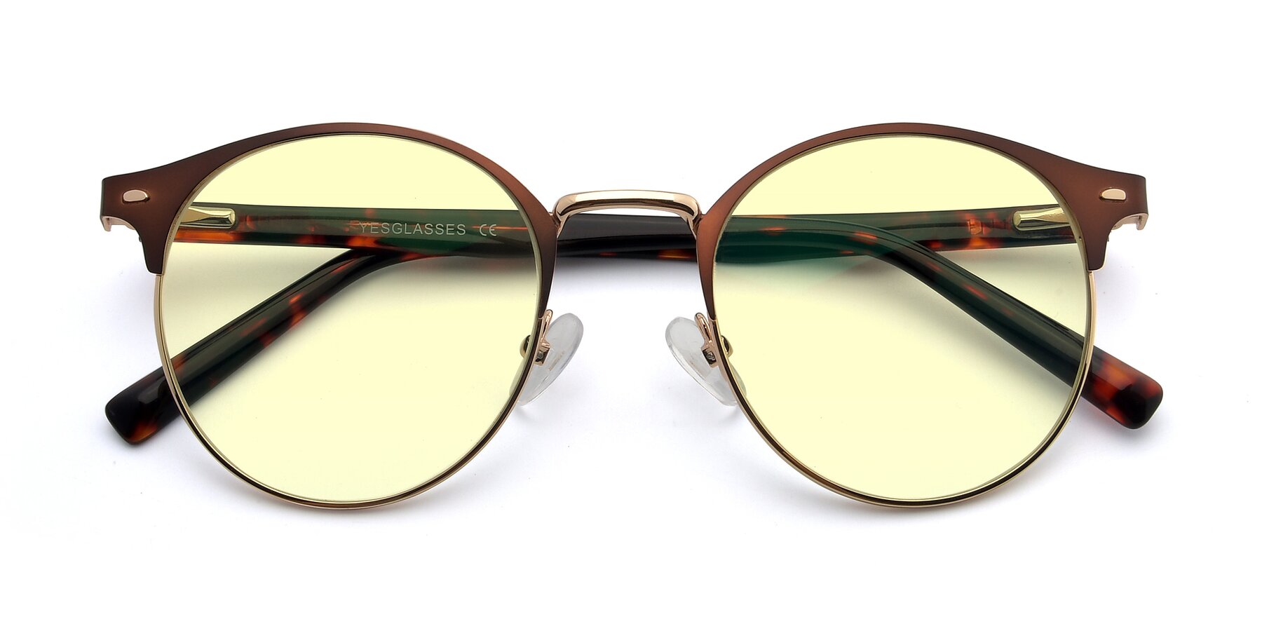 Folded Front of 9099 in Brown-Gold with Light Yellow Tinted Lenses