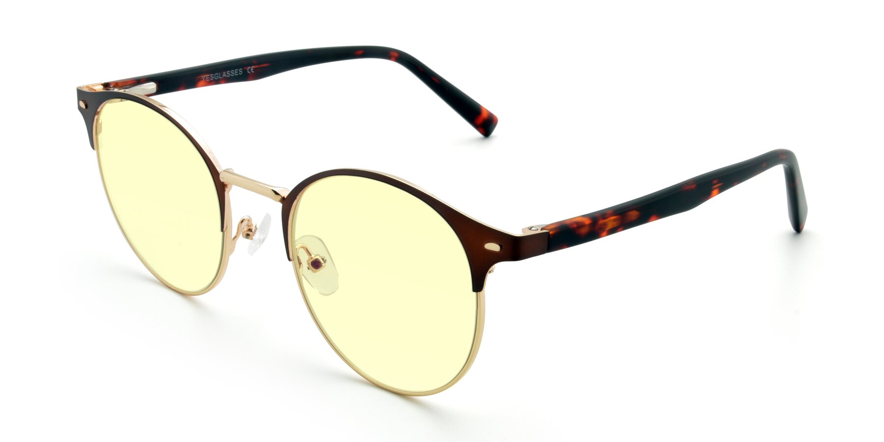 Angle of 9099 in Brown-Gold with Light Yellow Tinted Lenses