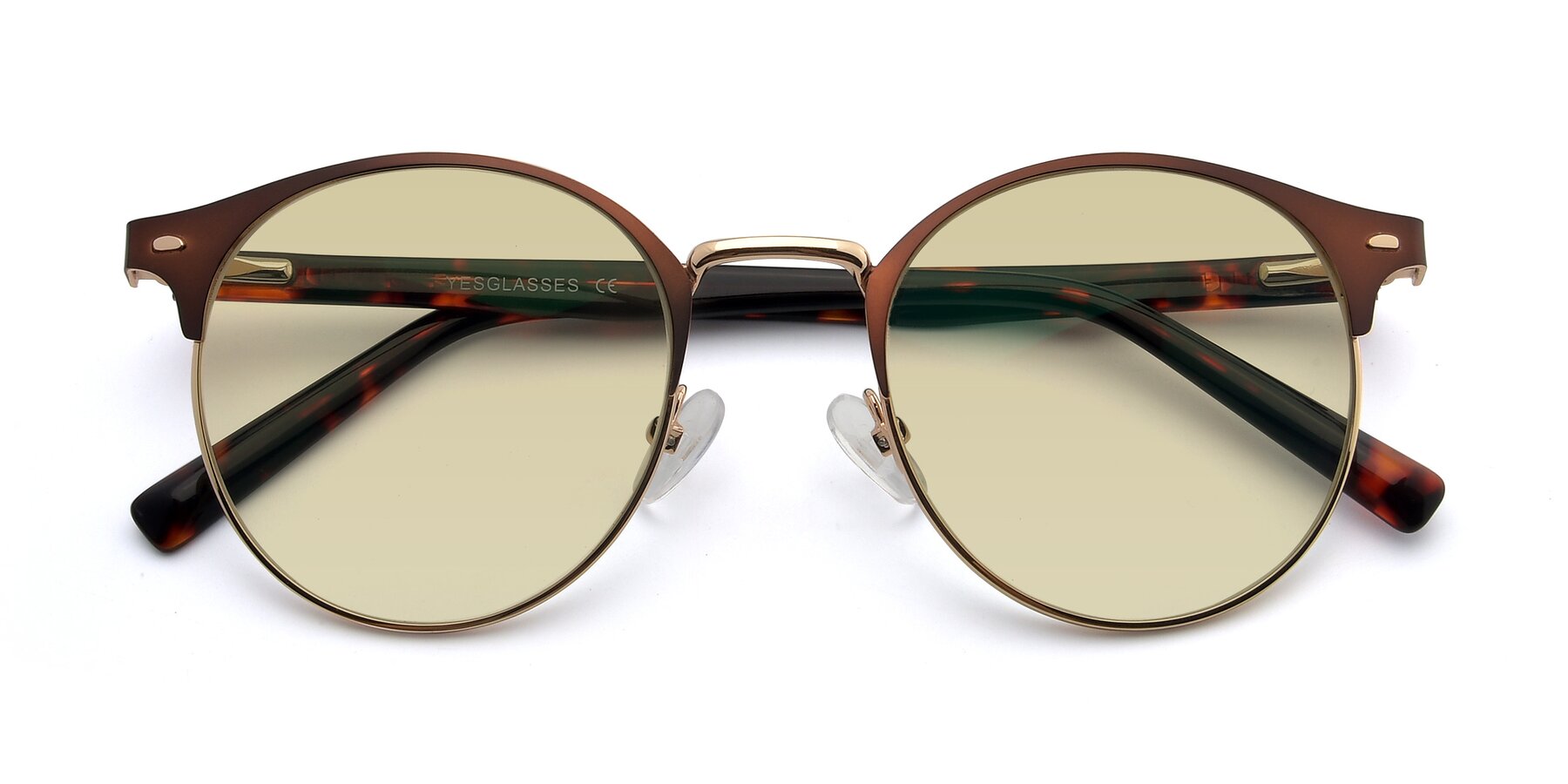 Folded Front of 9099 in Brown-Gold with Light Champagne Tinted Lenses
