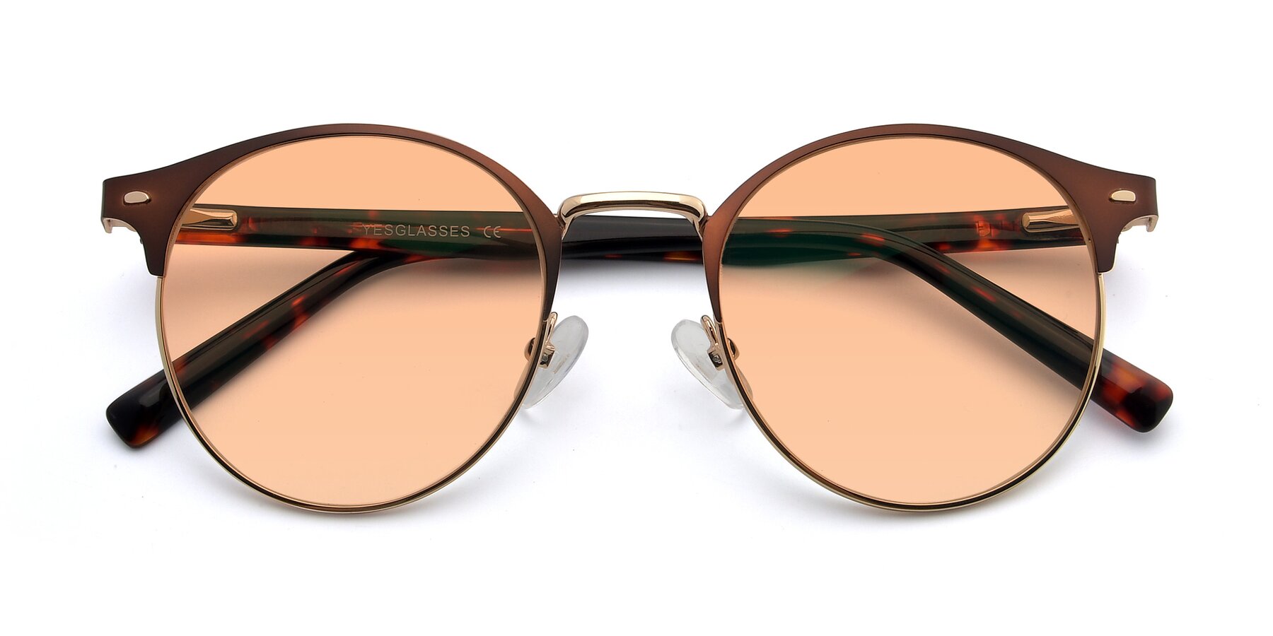 Folded Front of 9099 in Brown-Gold with Light Orange Tinted Lenses