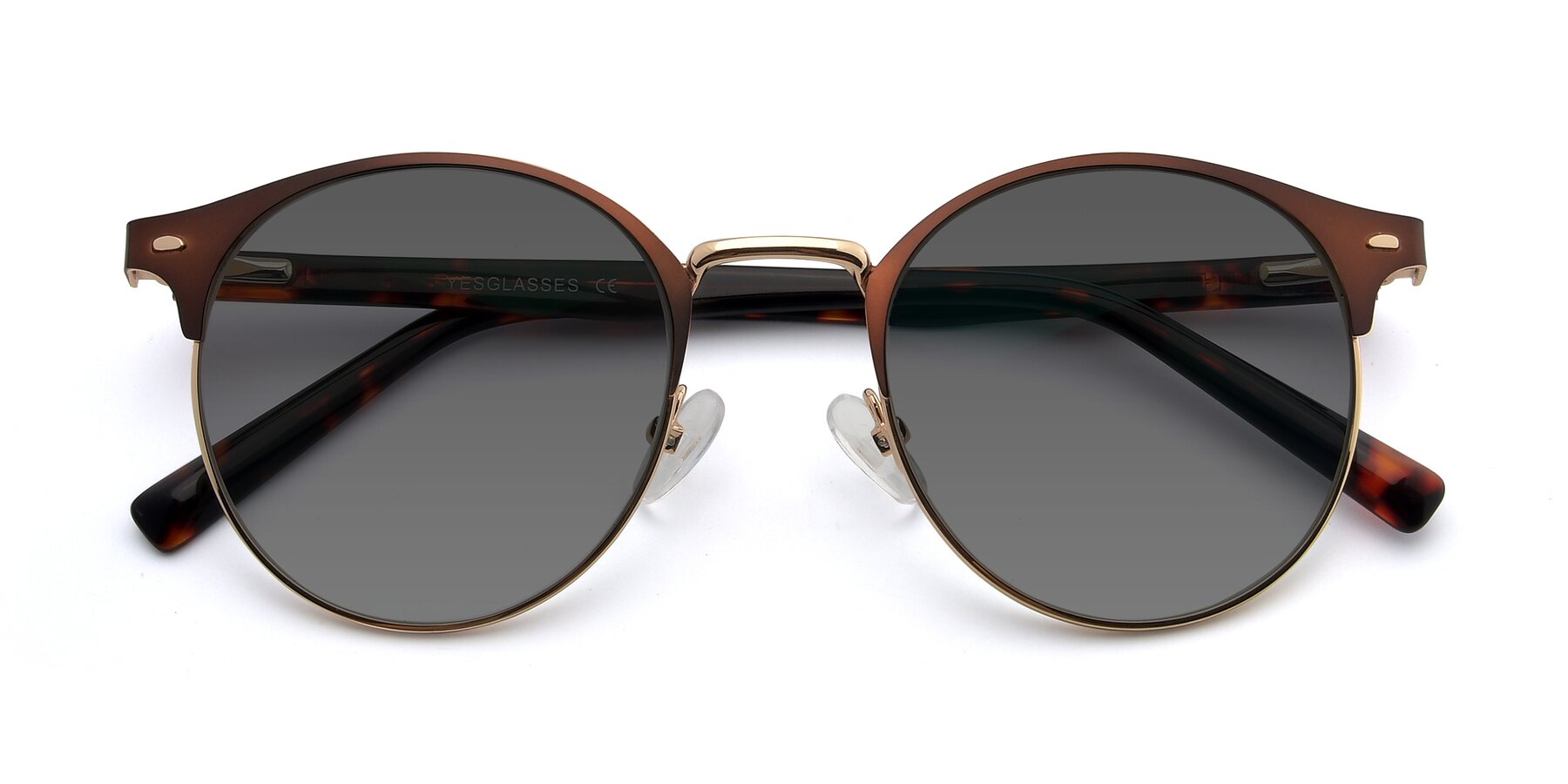Folded Front of 9099 in Brown-Gold with Medium Gray Tinted Lenses