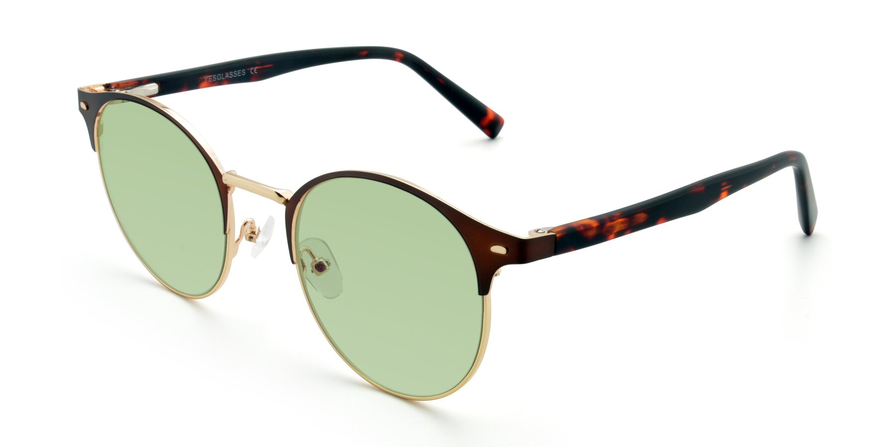 Angle of 9099 in Brown-Gold with Medium Green Tinted Lenses