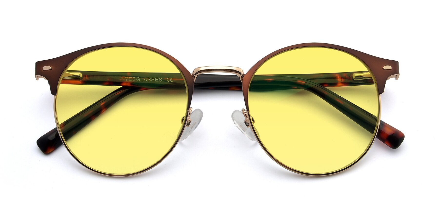 Folded Front of 9099 in Brown-Gold with Medium Yellow Tinted Lenses