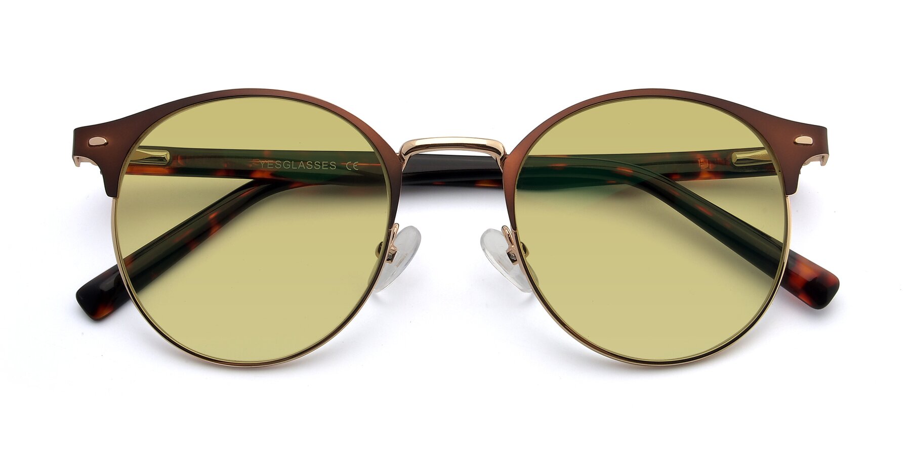 Folded Front of 9099 in Brown-Gold with Medium Champagne Tinted Lenses