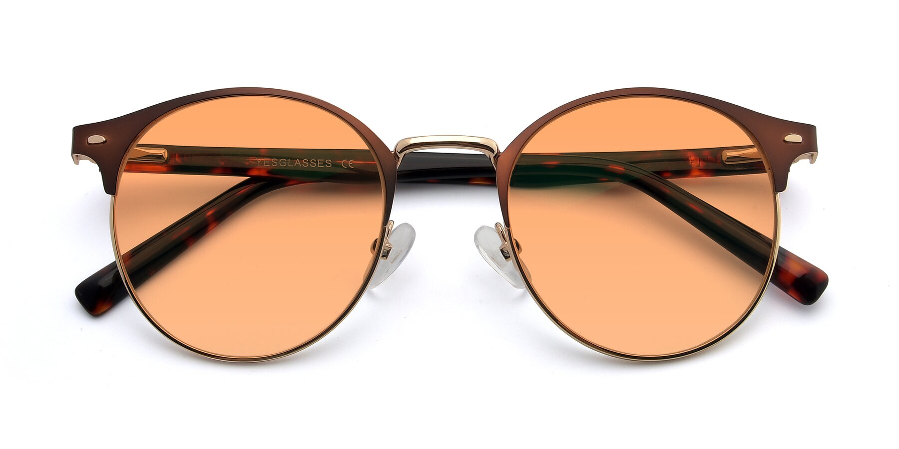 Folded Front of 9099 in Brown-Gold with Medium Orange Tinted Lenses