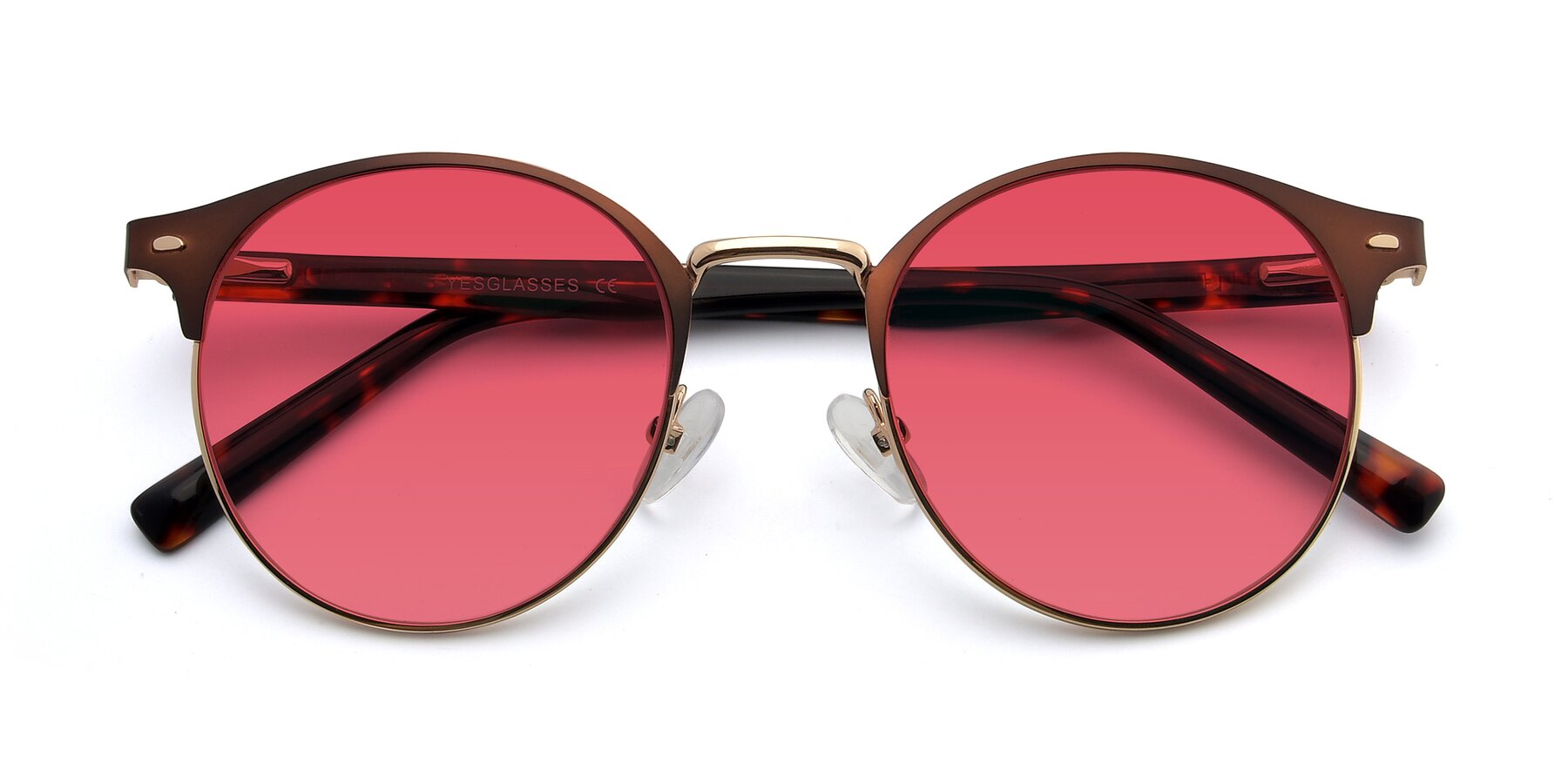 Folded Front of 9099 in Brown-Gold with Pink Tinted Lenses