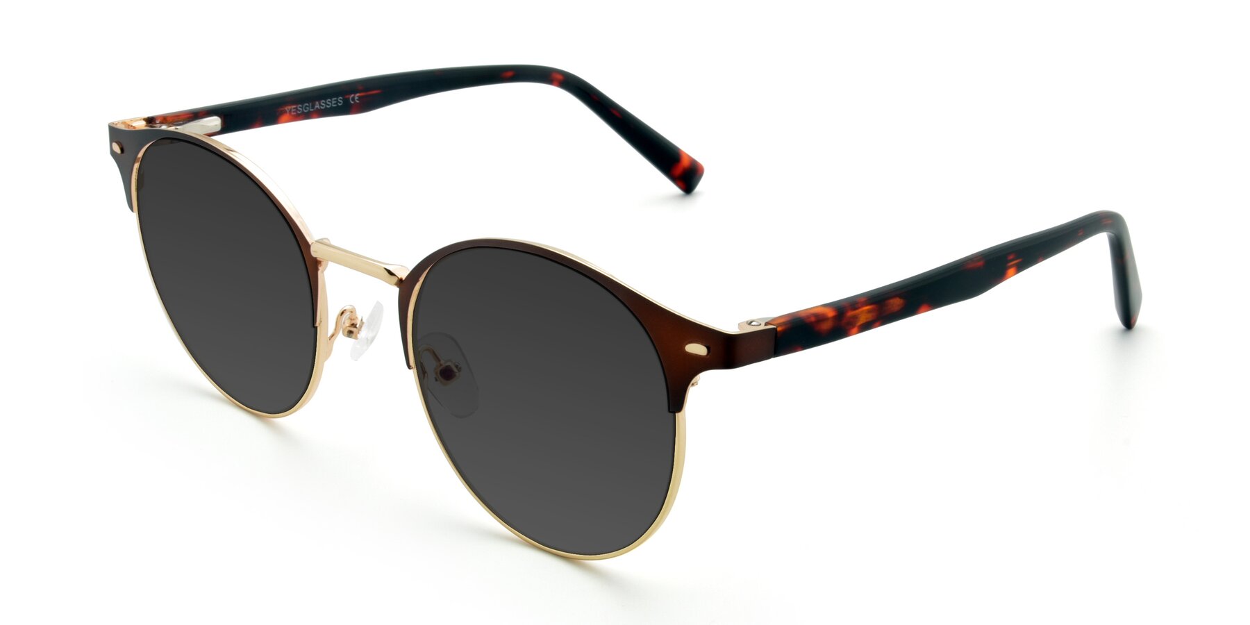 Angle of 9099 in Brown-Gold with Gray Tinted Lenses