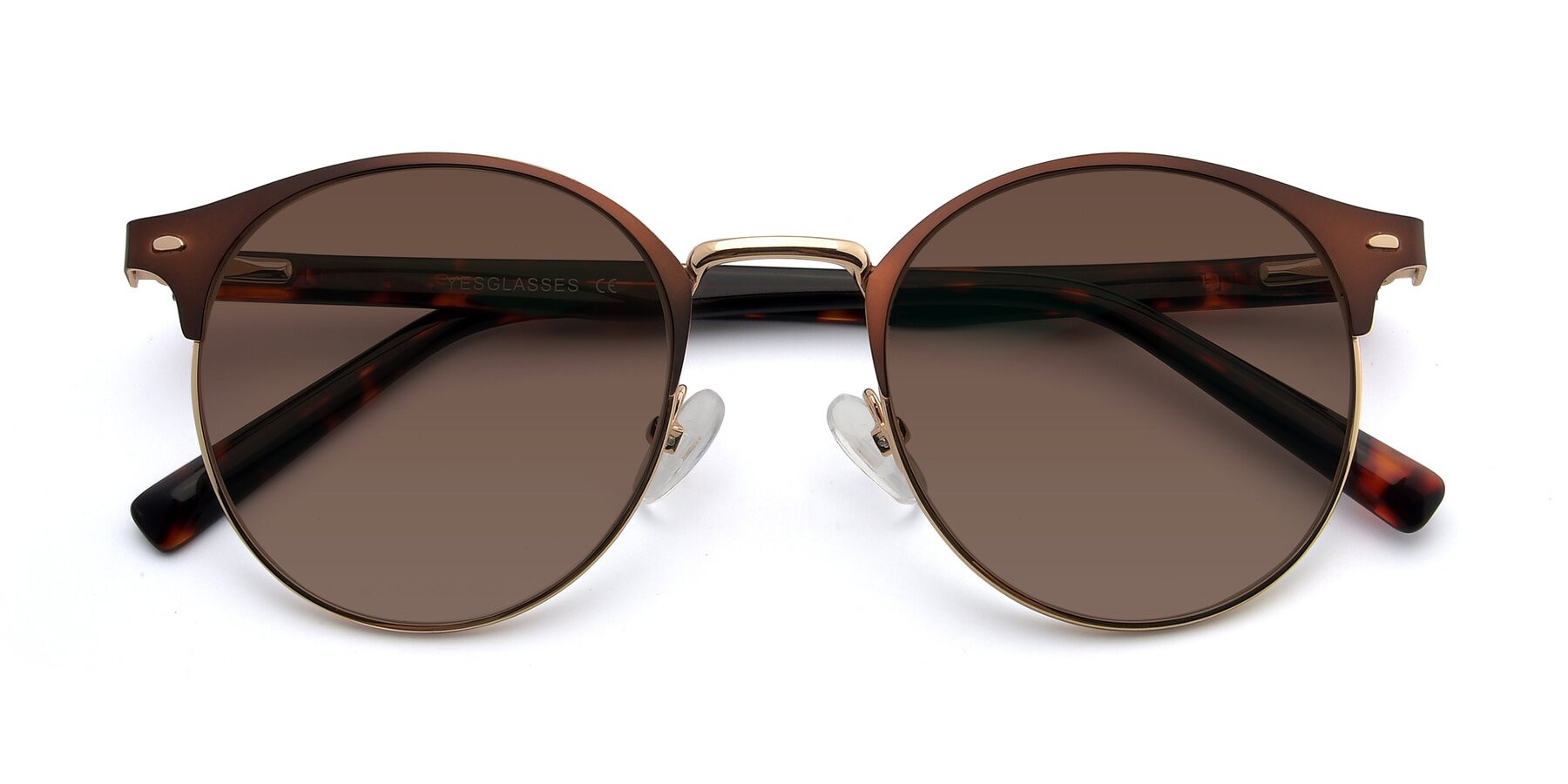 Folded Front of 9099 in Brown-Gold with Brown Tinted Lenses