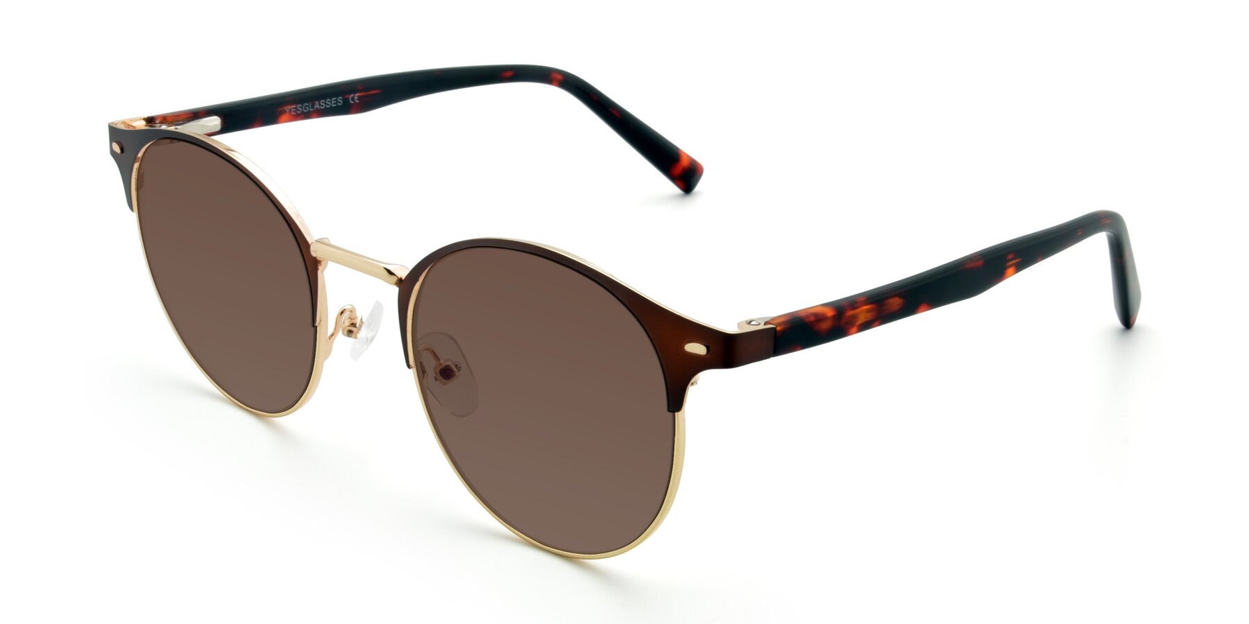 Angle of 9099 in Brown-Gold with Brown Tinted Lenses