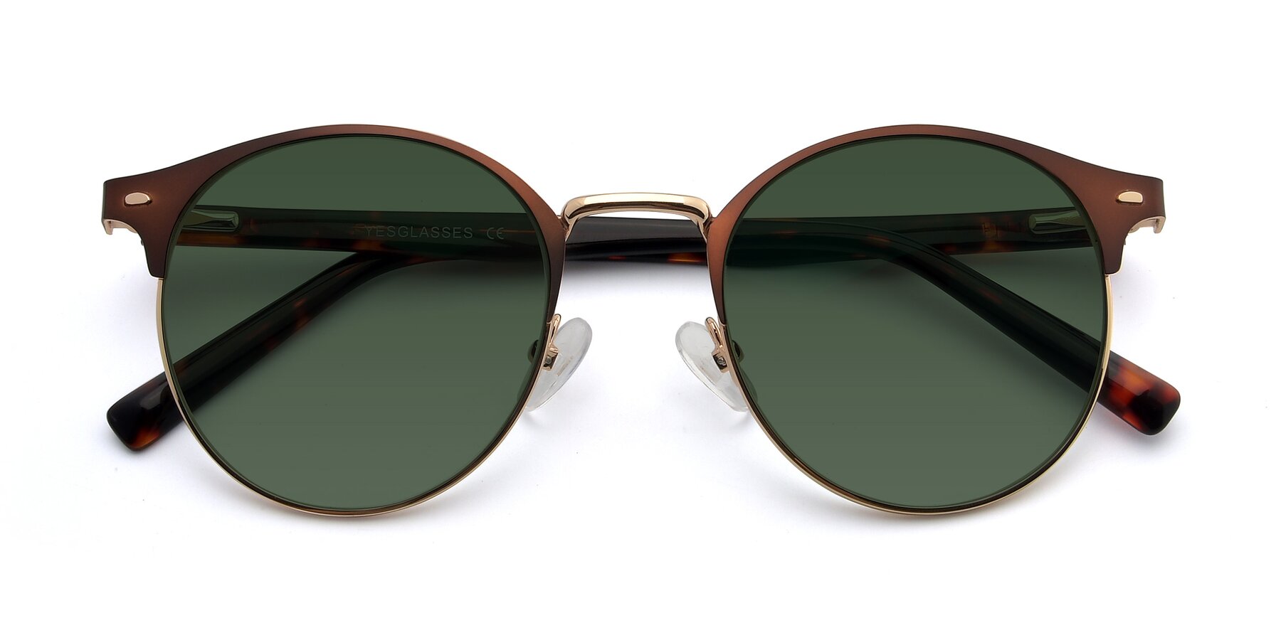 Folded Front of 9099 in Brown-Gold with Green Tinted Lenses