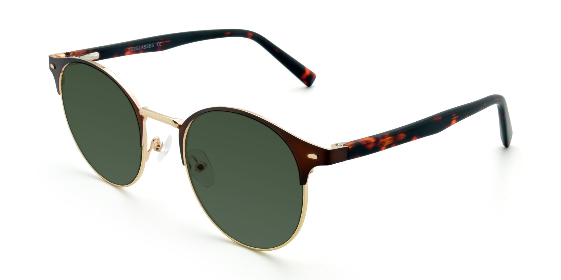 Angle of 9099 in Brown-Gold with Green Tinted Lenses