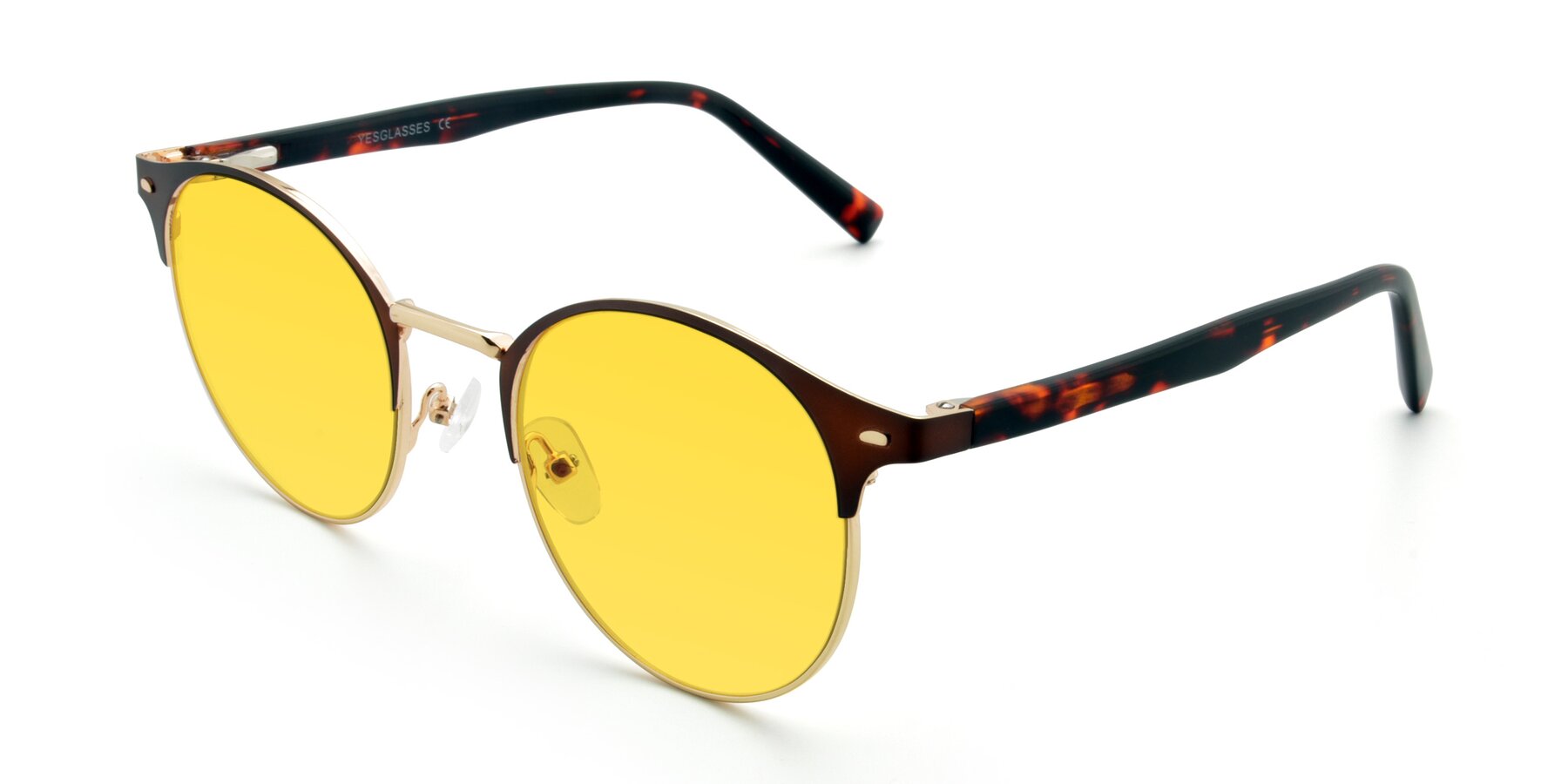 Angle of 9099 in Brown-Gold with Yellow Tinted Lenses